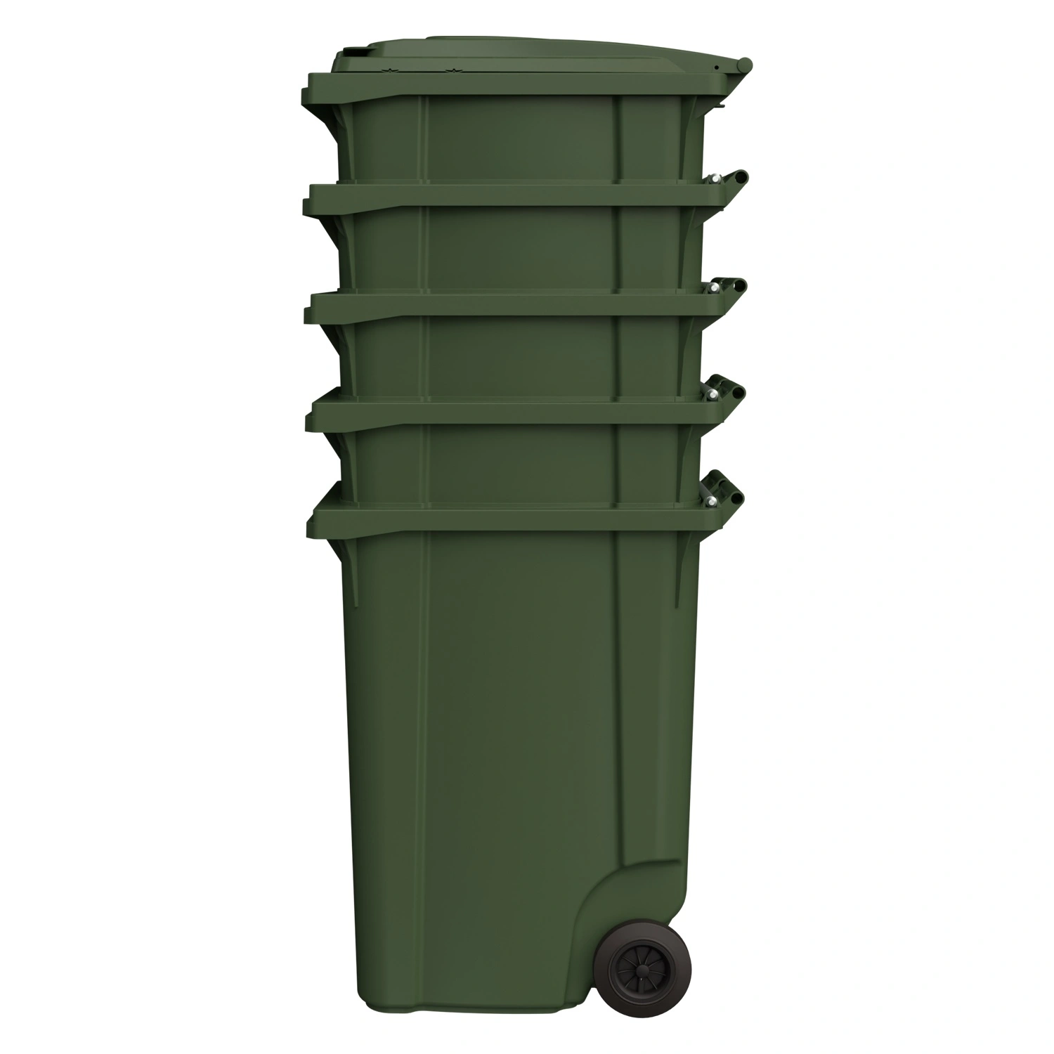 Мусорный контейнер 360 л iPlast зелёный 2-колёсный (д. 200 мм) с зелёной крышкой