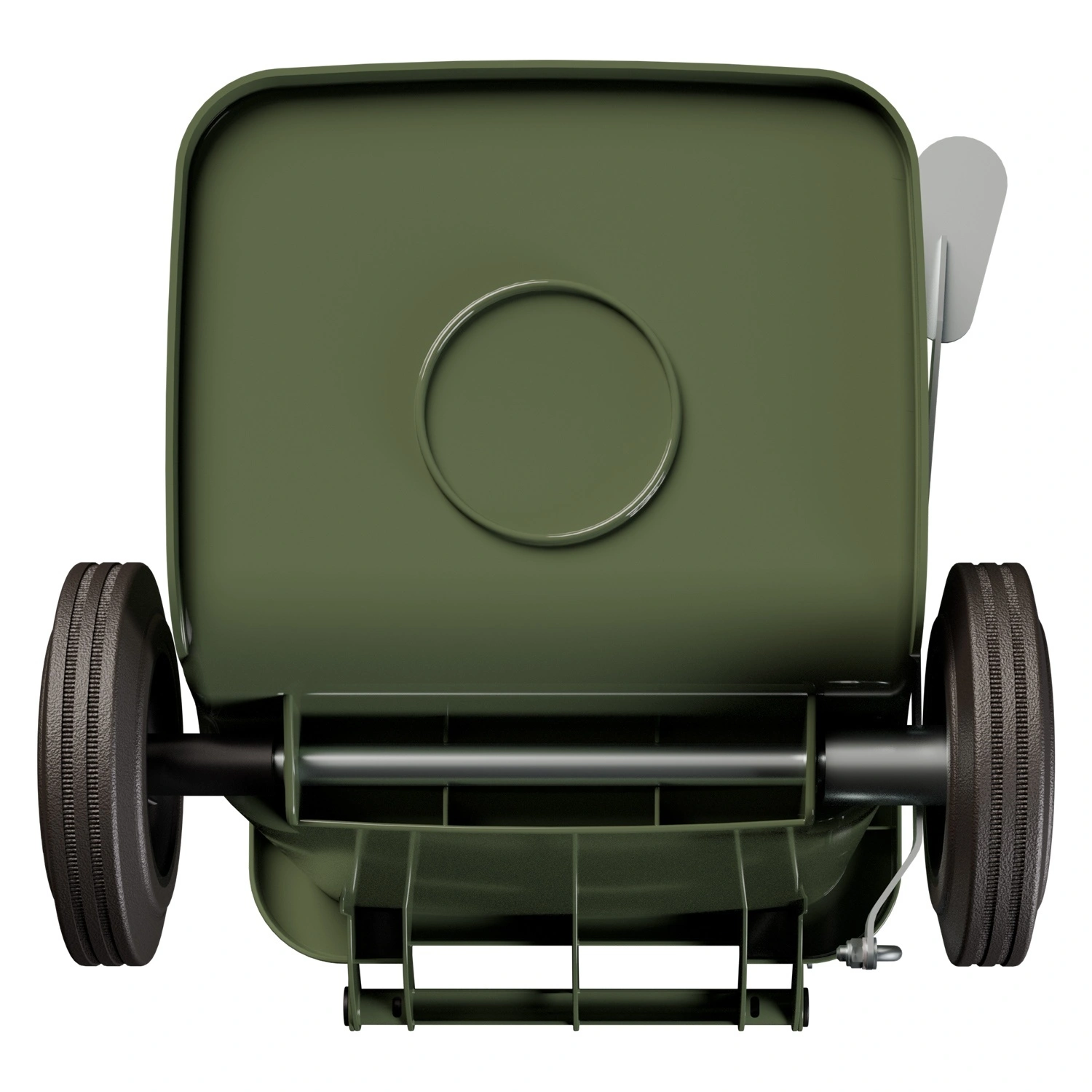 Мусорный контейнер 120 л iPlast зелёный 2-х колёсный с зелёной крышкой и педалью открывания