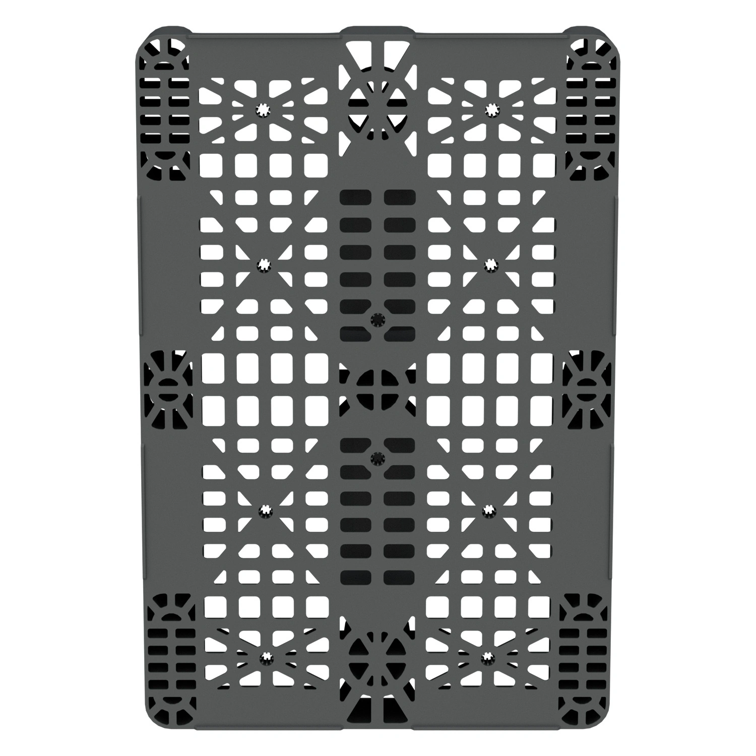 Пластиковый паллет 1200х800х150 мм iPlast серый усиленный перфорированный на 3 полозьях с бортиком