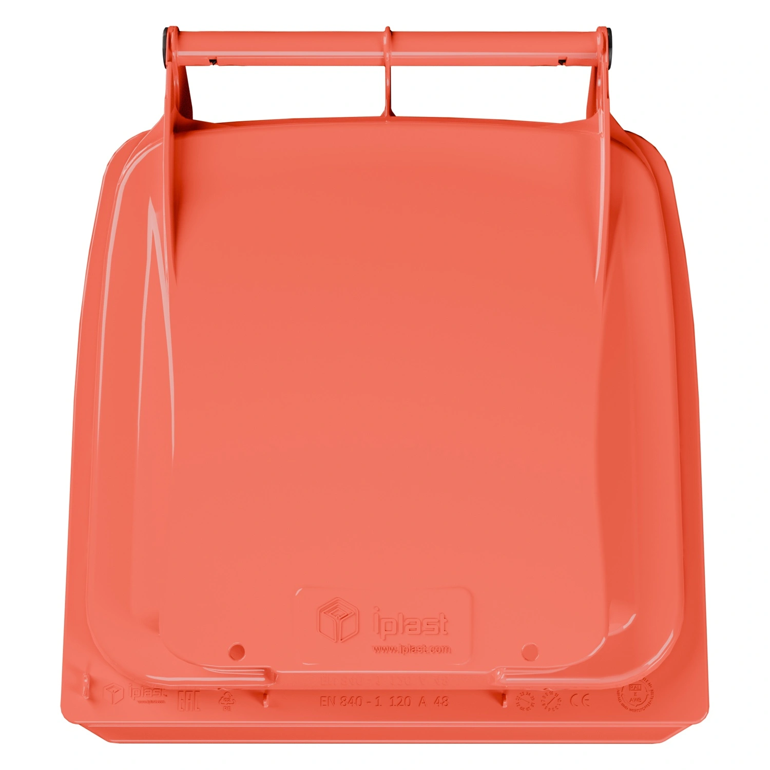 Мусорный контейнер 120 л iPlast красный 2-колёсный (д. 200 мм) с красной крышкой NEW (20.805)