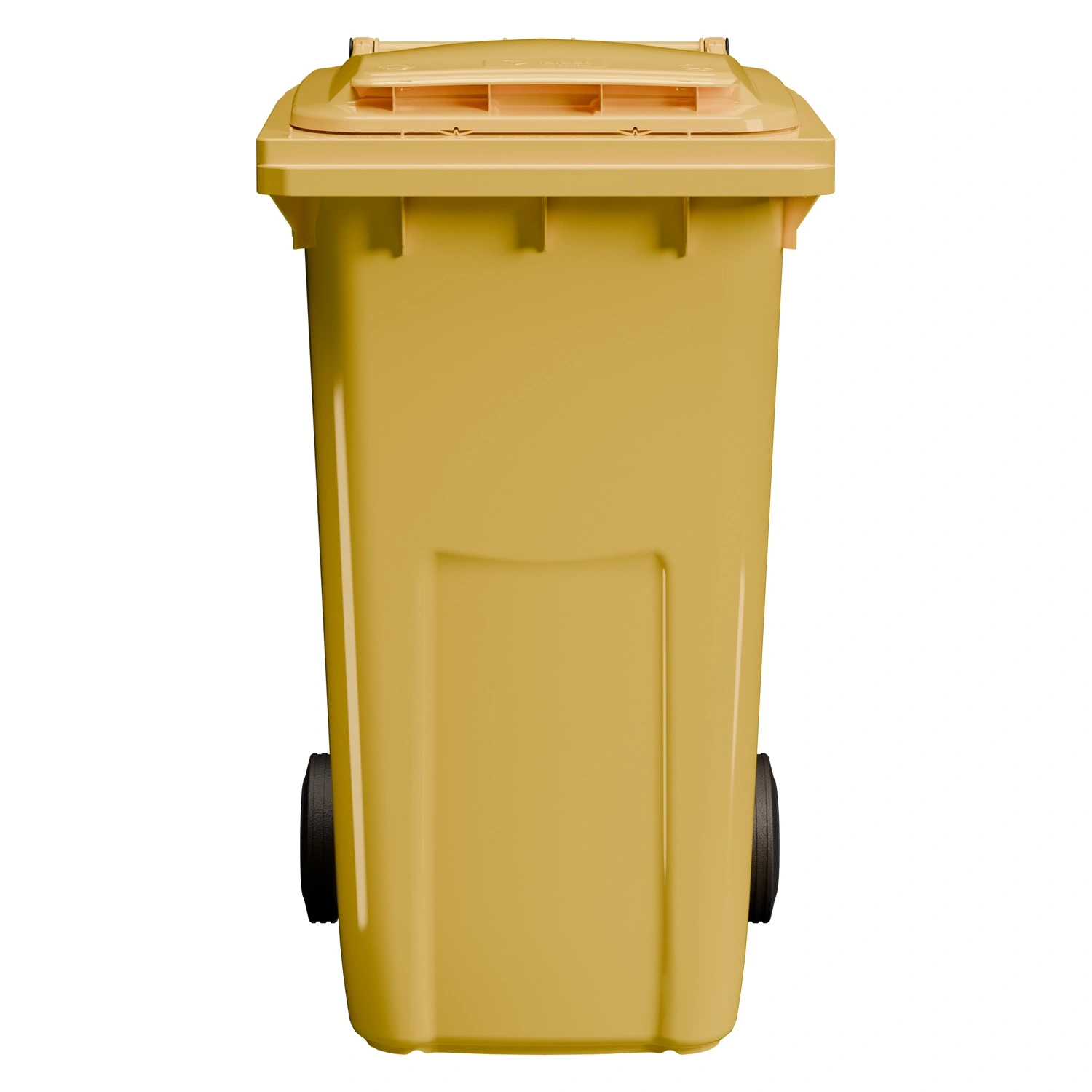 Мусорный контейнер 240 л iPlast жёлтый 2-колёсный (д. 200 мм) с жёлтой крышкой NEW (20.808)