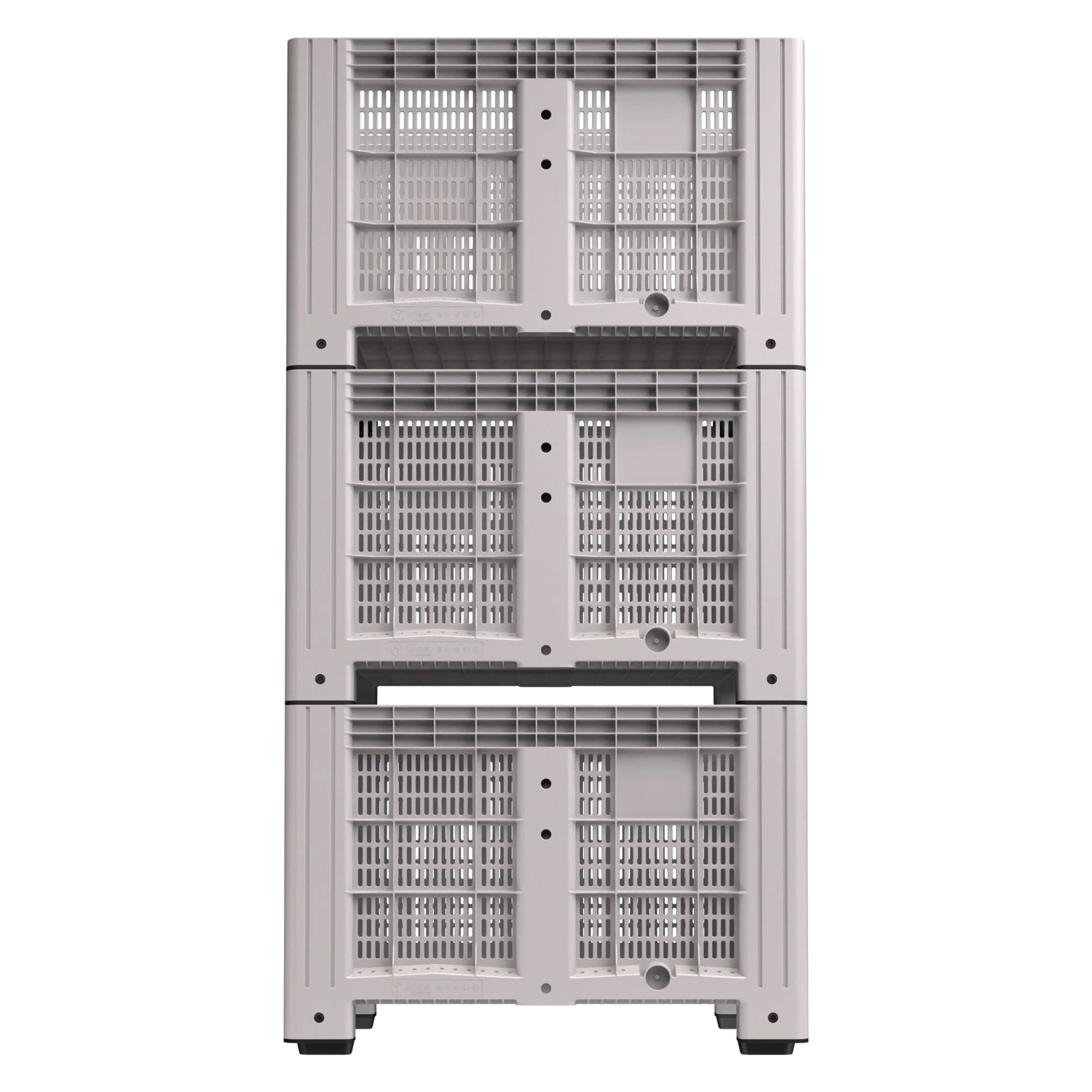 Большой контейнер 1200x800x800 мм iPlast iBOX светло-серый c перфорированными стенками и дном, на ножках Большой контейнер 1200x800x800 мм iPlast iBOX светло-серый c перфорированными стенками и дном, на ножках