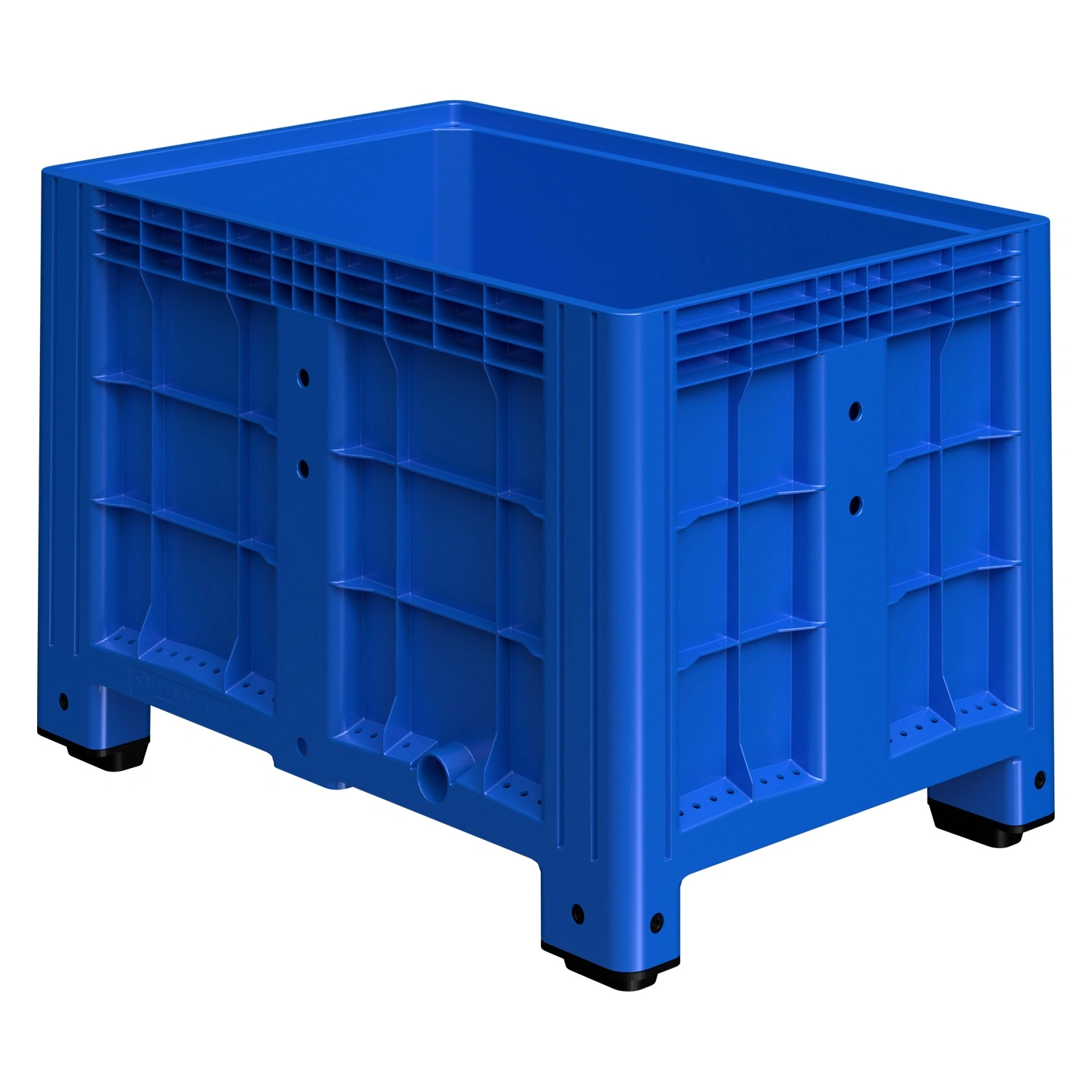 Большой контейнер 1200x800x800 мм iPlast iBOX голубой со сплошными стенками и дном, на ножках