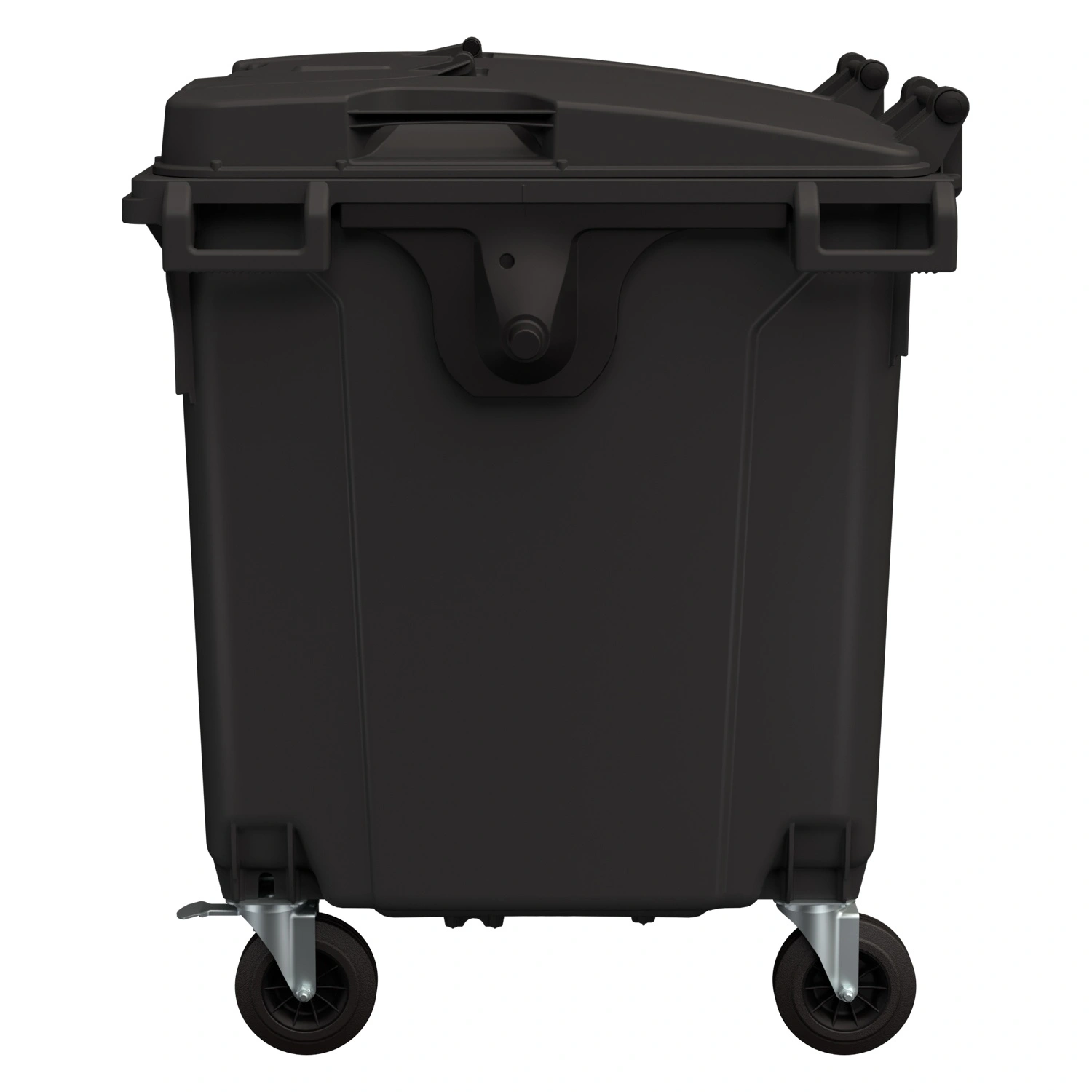 Мусорный контейнер 1100 л iPlast тёмно-серый 4-колёсный с тёмно-серой крышкой TwinLid
