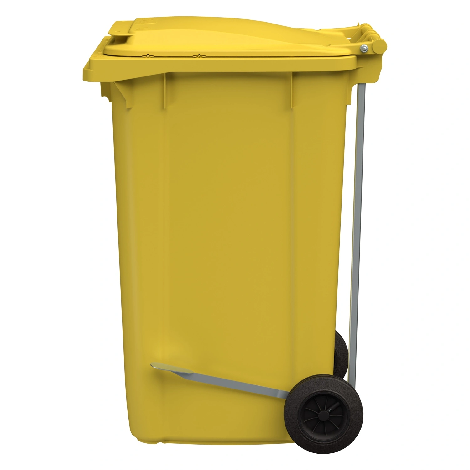 Мусорный контейнер 240 л iPlast жёлтый 2-колёсный (д. 200 мм) с жёлтой крышкой NEW (20.808)