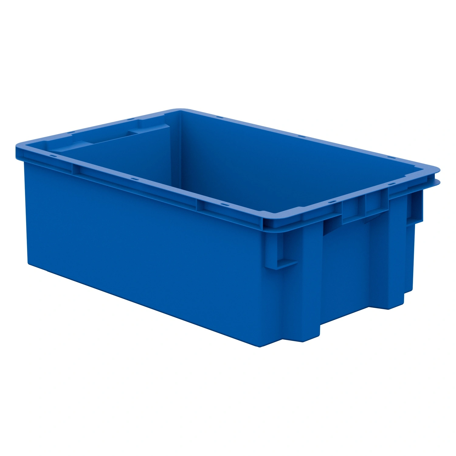 Пищевой ящик универсальный 600х400х200 мм iPlast синий ЭКО со сплошными стенками и дном