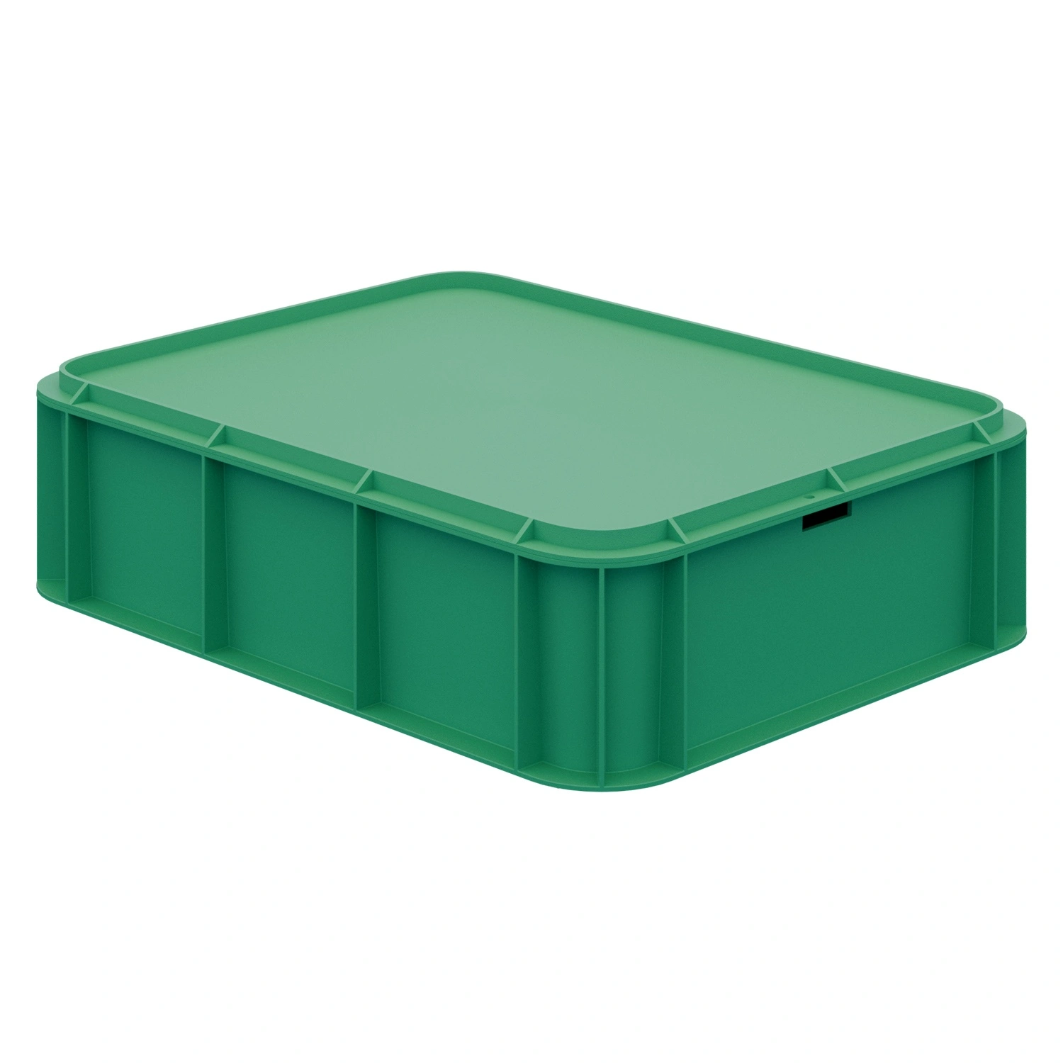 Пищевой ящик универсальный 435х335х110 мм iPlast зелёный ЭКО со сплошными стенками, дном и крышкой