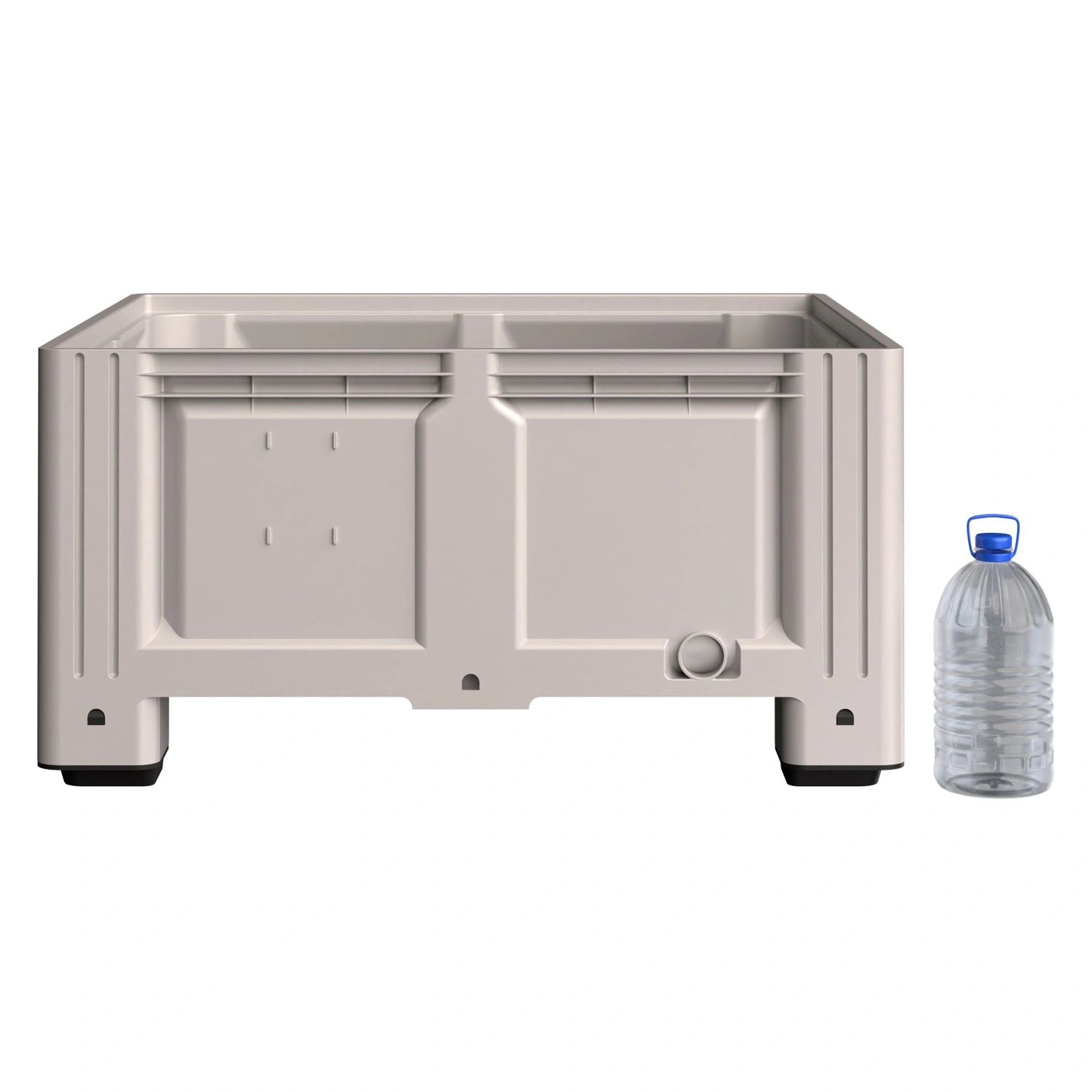 Большой контейнер 1130x1130x580 мм iPlast iBOX светло-серый со сплошными стенками и дном, на ножках