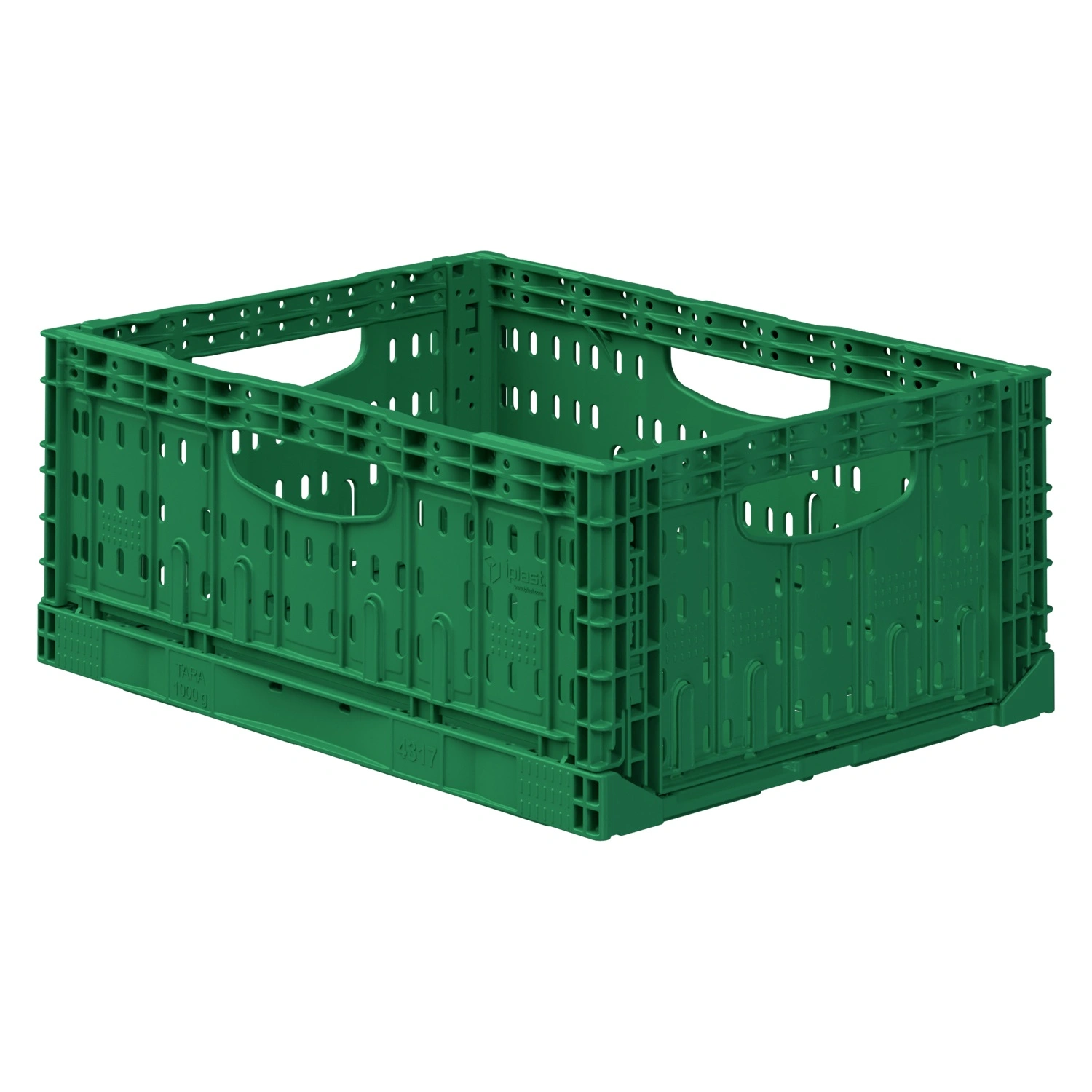 Складной ящик FC-4317 400х300х170 мм iPlast зелёный перфорированный