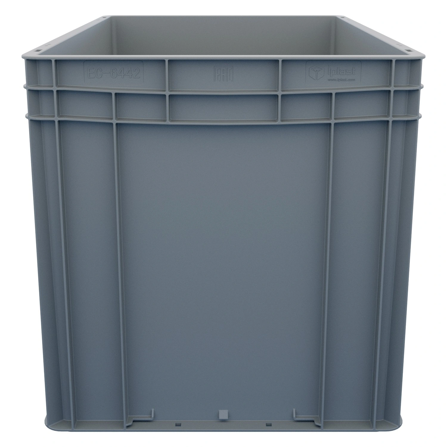 Евроконтейнер ЕС-6442.4 600х400х420 мм iPlast светло-серый с усиленным дном, закрытыми ручками