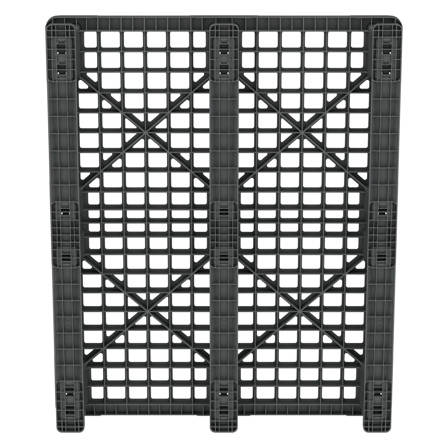 Пластиковый паллет 1200x1000x145 мм iPlast серый перфорированный на 3 полозьях с бортиком