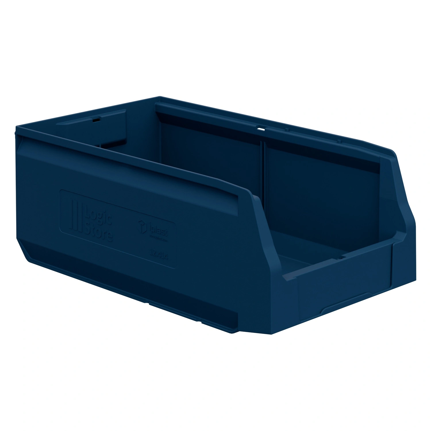 Складской лоток Logic Store 400х225х150 мм iPlast синий индиго с наклейкой 50х70 мм сбоку