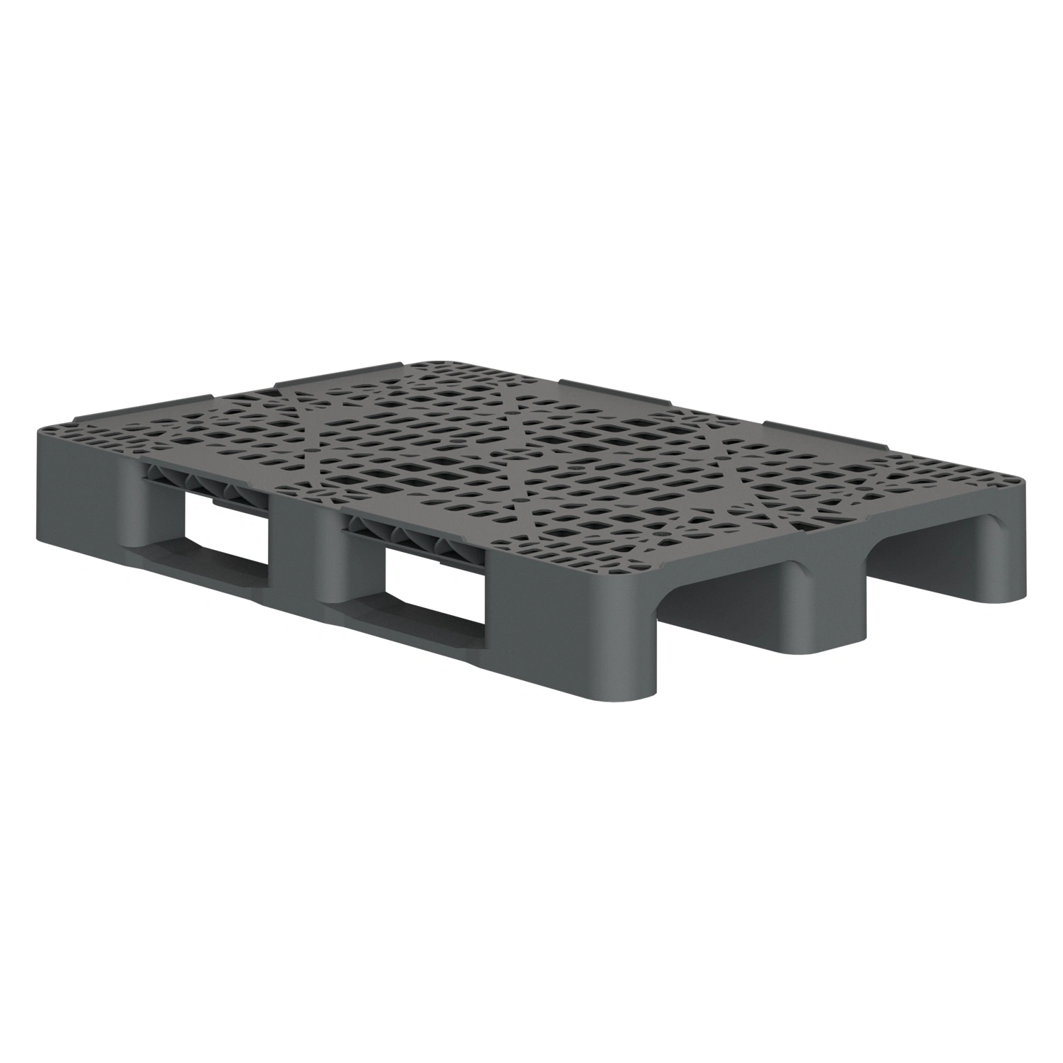 Пластиковый паллет 1200х800х150 мм iPlast серый усиленный перфорированный на 3 полозьях с бортиком