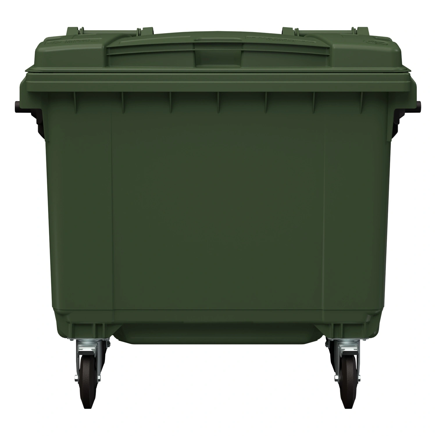 Мусорный контейнер 660 л iPlast зелёный 4-колёсный с зелёной крышкой