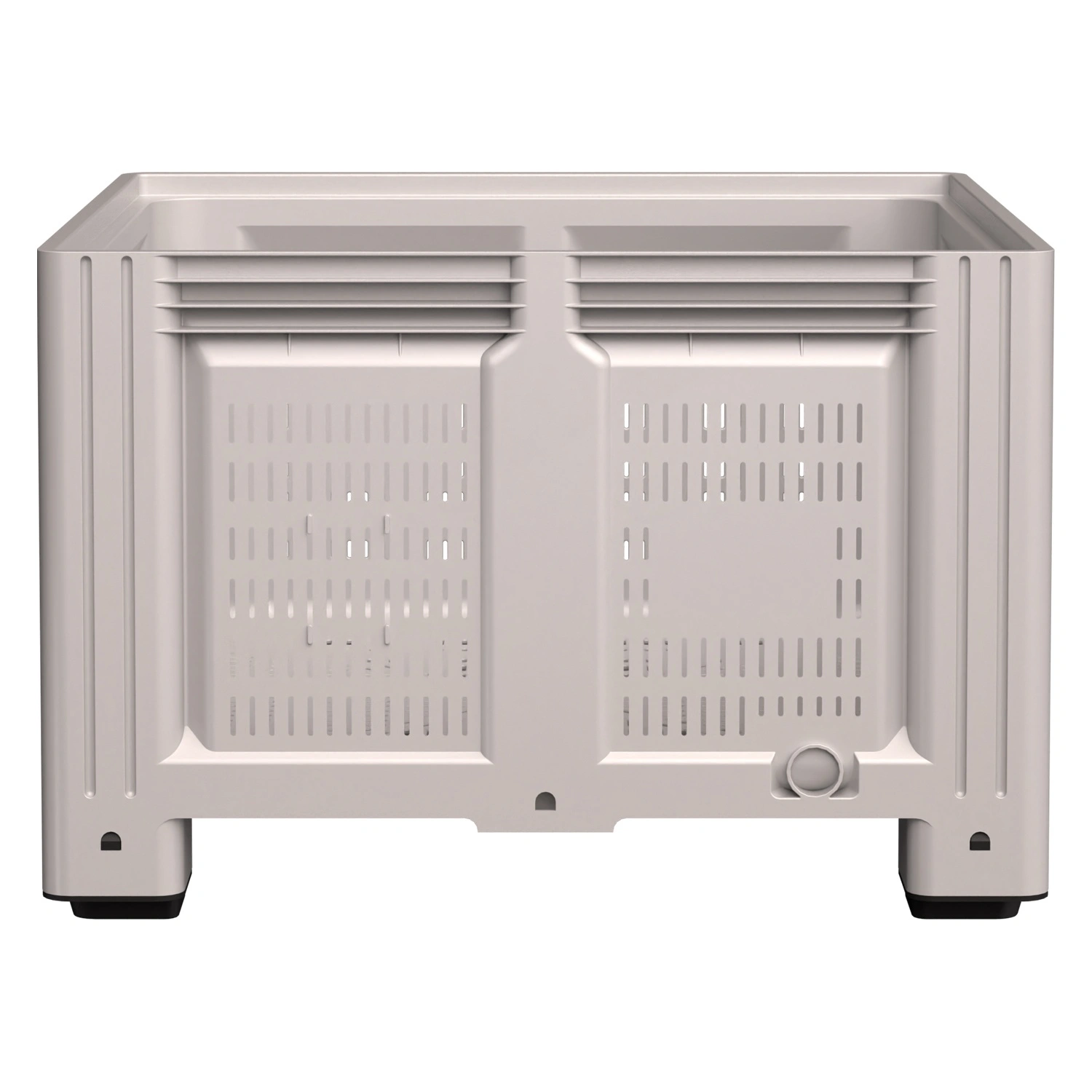 Большой контейнер 1130x1130x760 мм iPlast iBOX светло-серый c перфорированными стенками и дном, на ножках