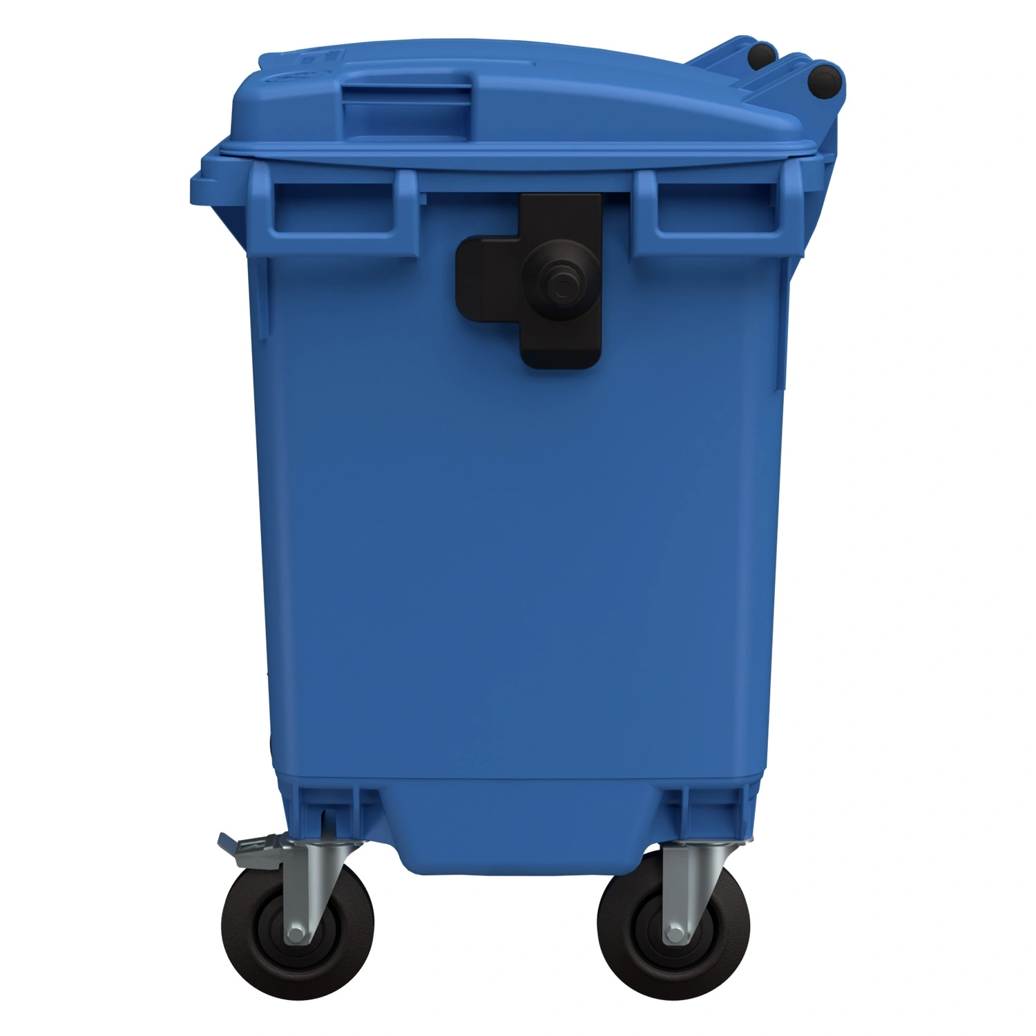 Мусорный контейнер 660 л iPlast тёмно-голубой 4-колёсный с тёмно-голубой крышкой Мусорный контейнер 660 л iPlast тёмно-голубой 4-колёсный с тёмно-голубой крышкой