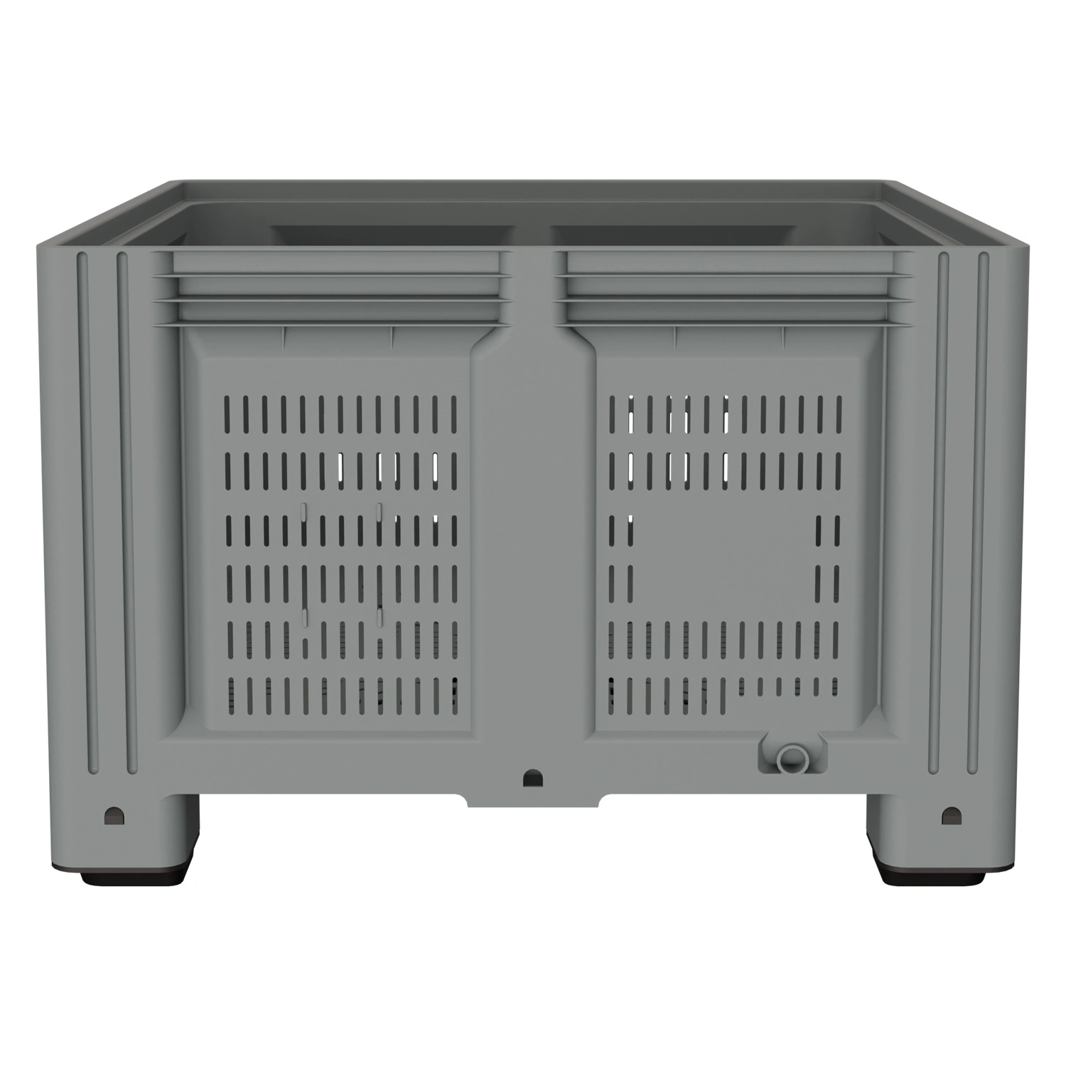 Большой контейнер 1130x1130x760 мм iPlast iBOX светло-серый c перфорированными стенками и дном, на ножках