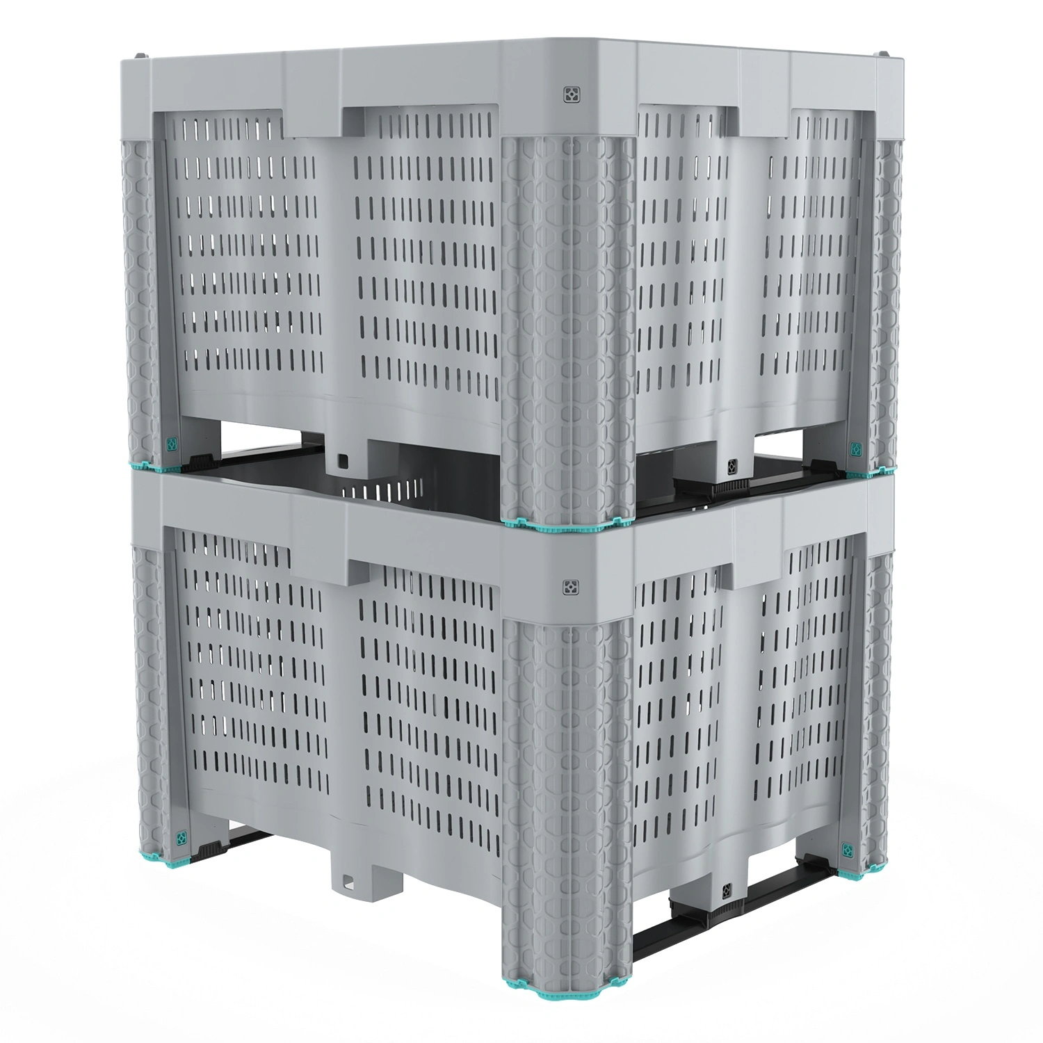 Большой контейнер 1200х1000х790 мм вкладываемый с перфорированными стенками и дном на полозьях