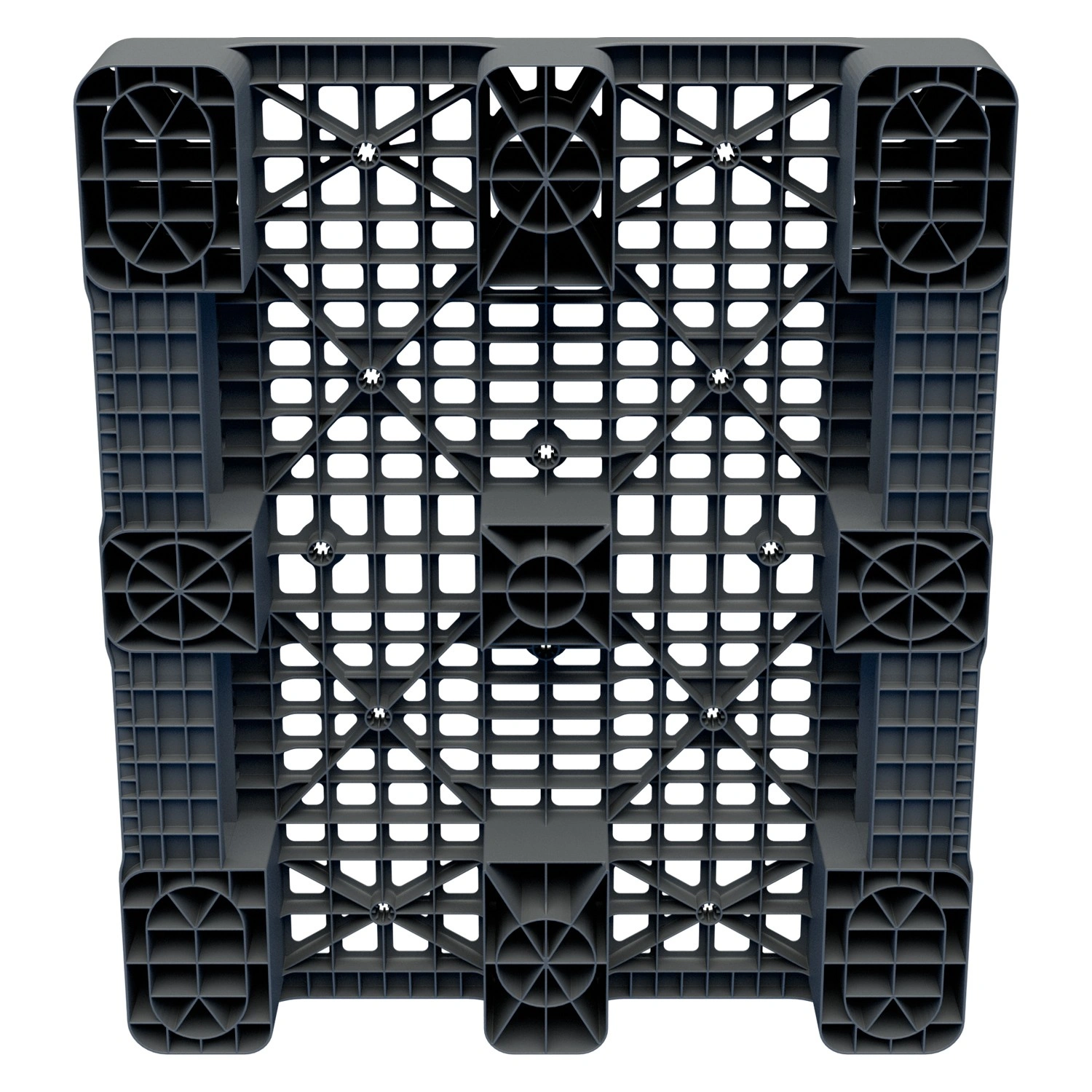 Пластиковый паллет 1200x1000x150 мм iPlast серый перфорированный на 2 полозьях с бортиком