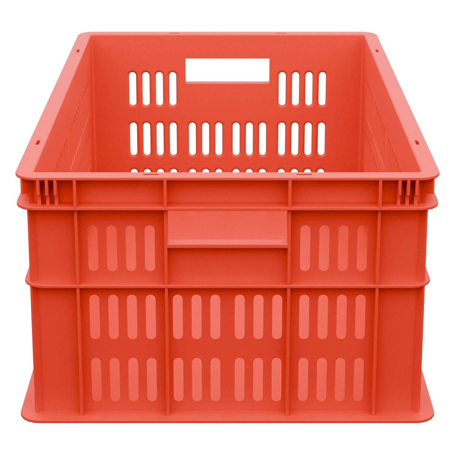 Пищевой ящик универсальный 600х400х259 мм iPlast красный ЭКО с крупно-перфорированными стенками и сплошным дном