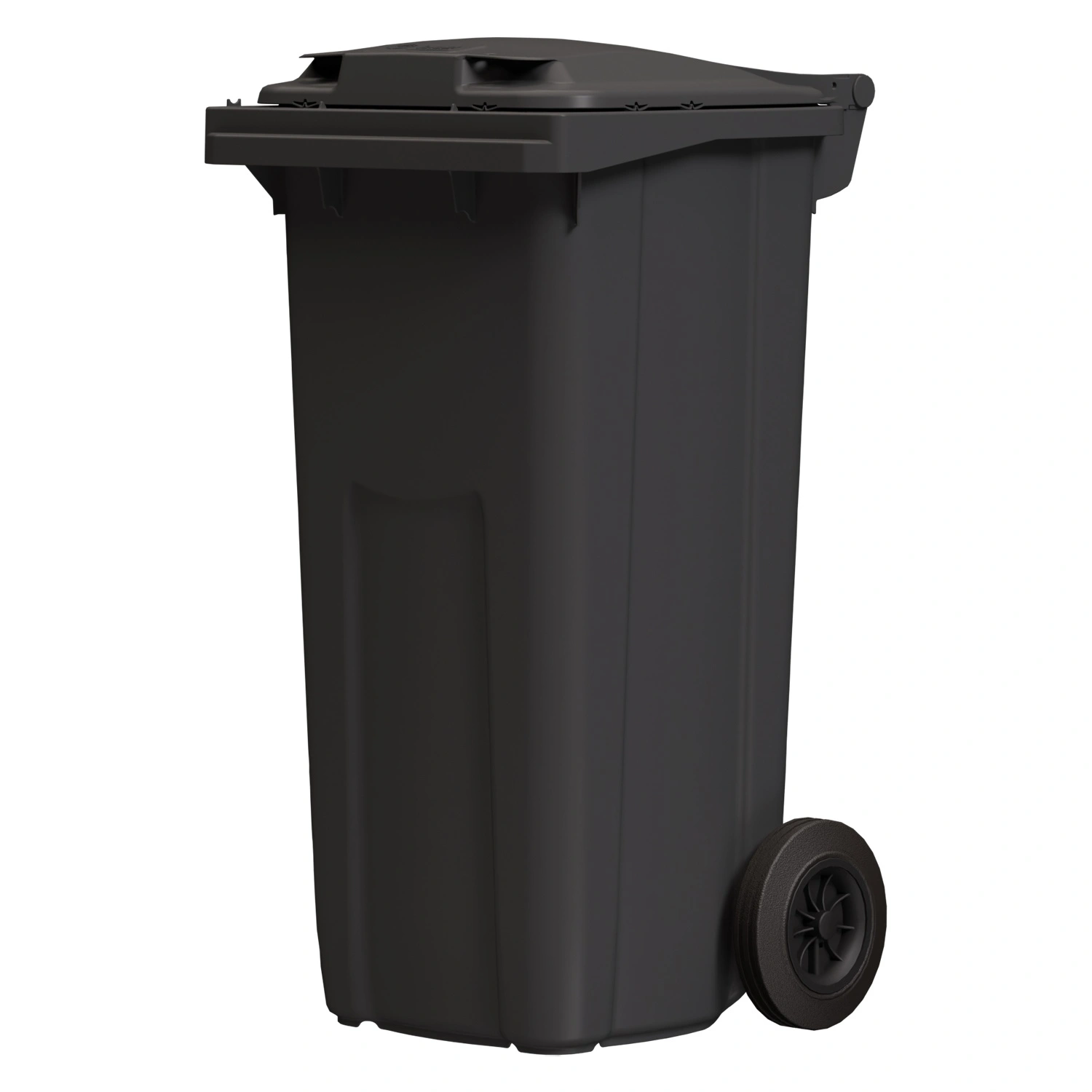 Мусорный контейнер 120 л iPlast тёмно-серый ЭКО 2-колёсный с тёмно-серой крышкой