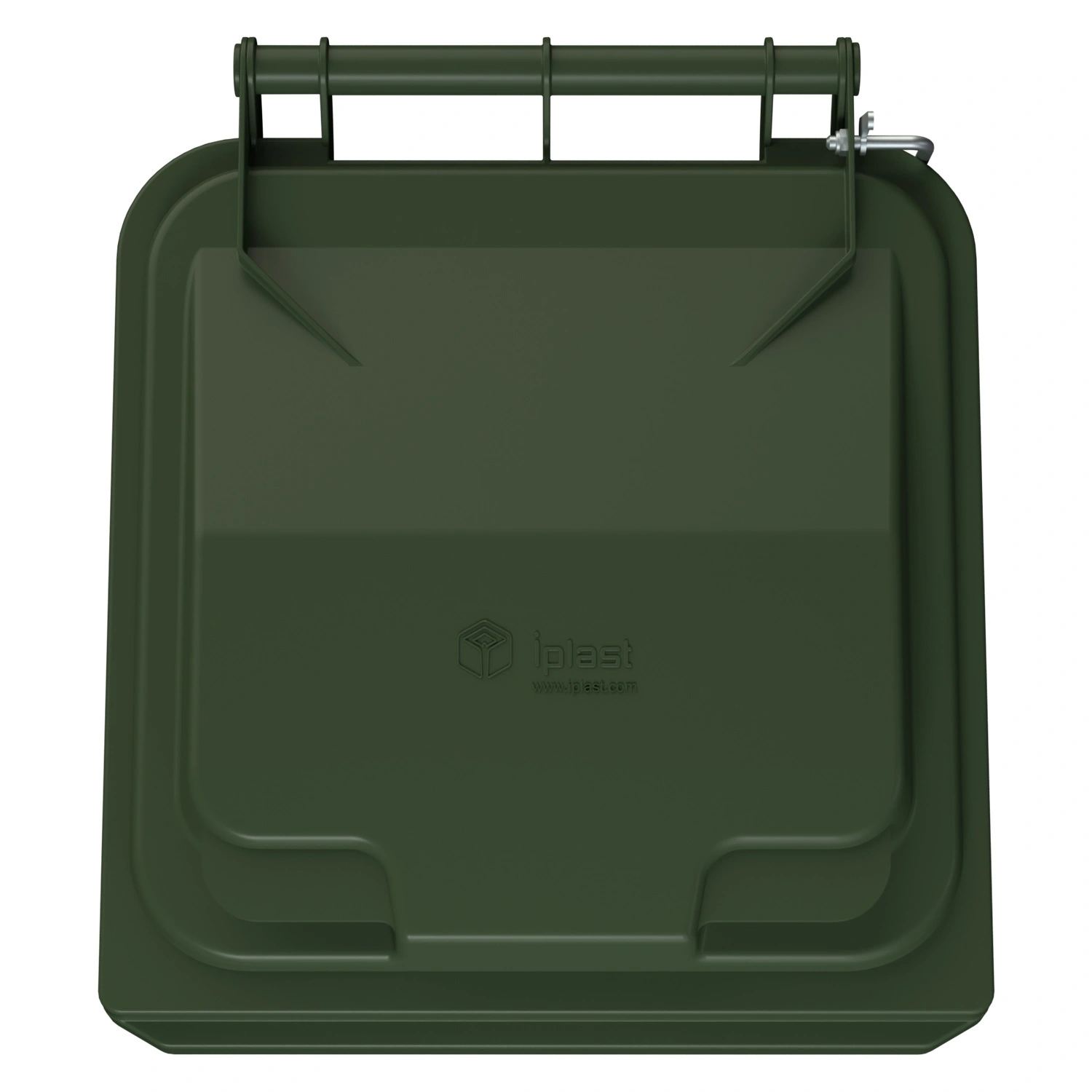 Мусорный контейнер 120 л iPlast зелёный 2-колёсный с зелёной крышкой и педалью открывания