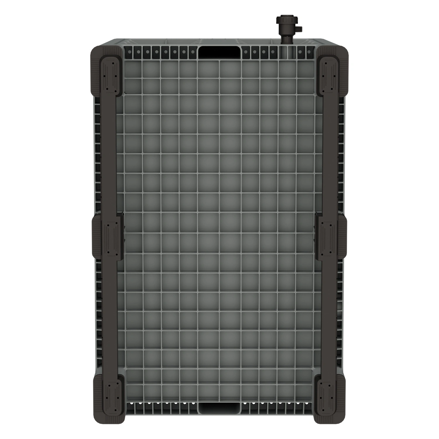 Большой контейнер 1200х800х800 мм iPlast iBOX светло-серый со сплош. стенками и дном на полозьях с краном 1 дюйм