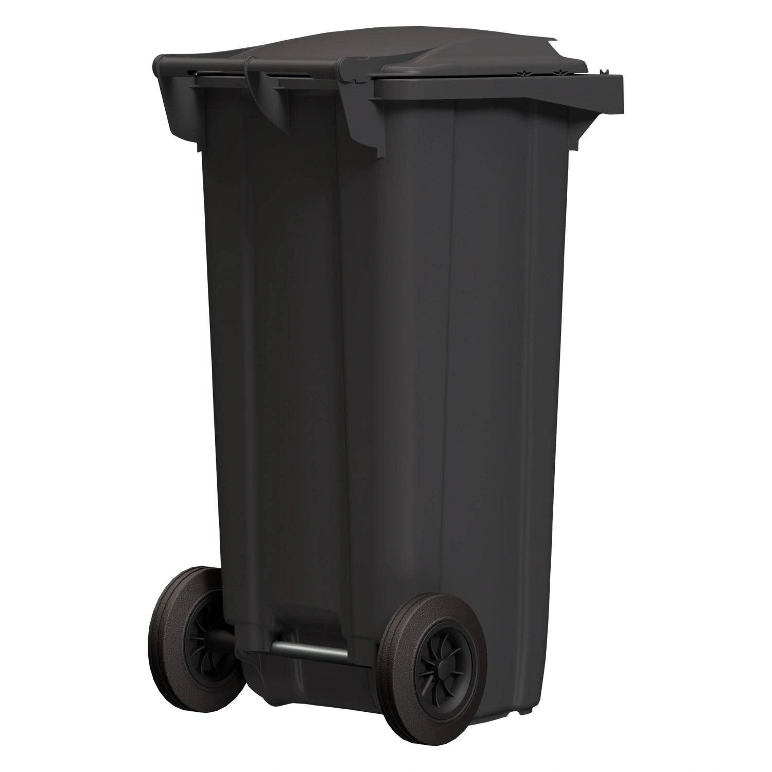 Мусорный контейнер 120 л iPlast тёмно-серый 2-колёсный (д. 200 мм) с тёмно-серой крышкой NEW (20.805)