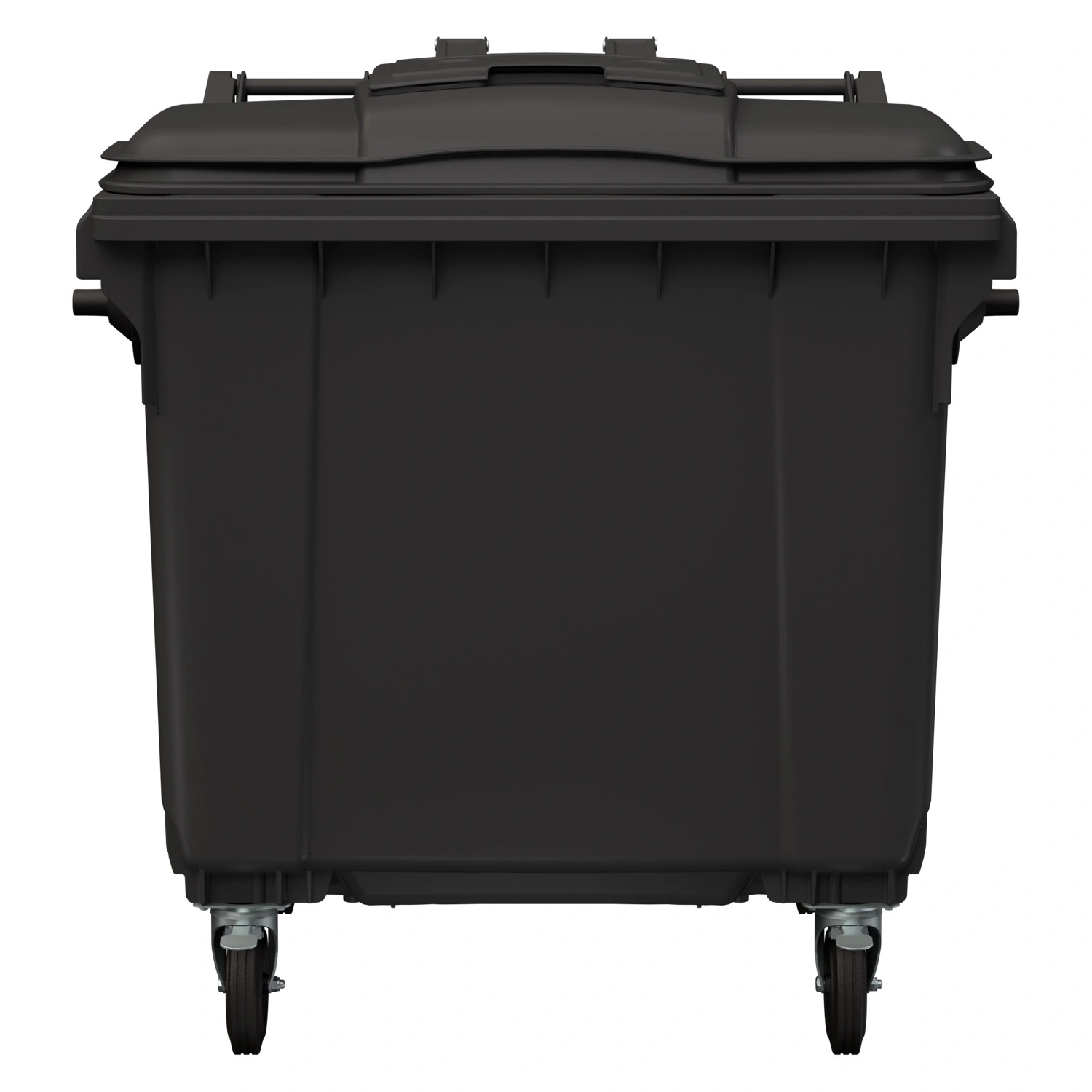 Мусорный контейнер 1100 л iPlast тёмно-серый 4-колёсный с тёмно-серой крышкой и мини-крышкой