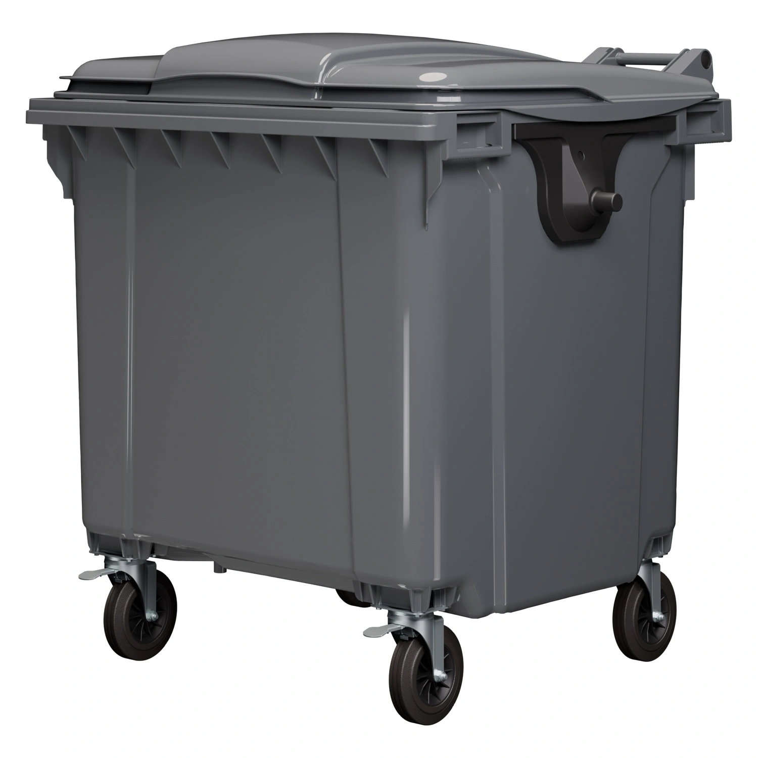 Мусорный контейнер 1100 л iPlast тёмно-серый 4-колёсный с тёмно-серой крышкой N2 (20.807.2)