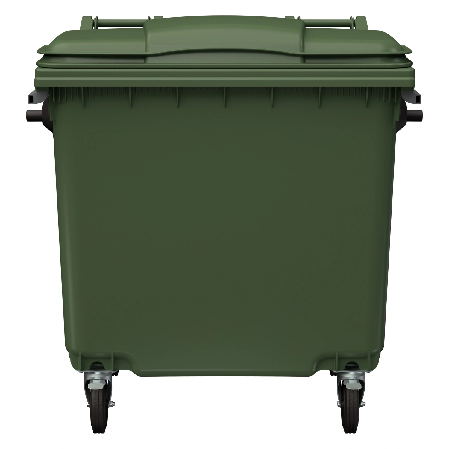 Мусорный контейнер 1100 л iPlast зелёный 4-колёсный с зелёной крышкой без педали N2 (20.809.2)