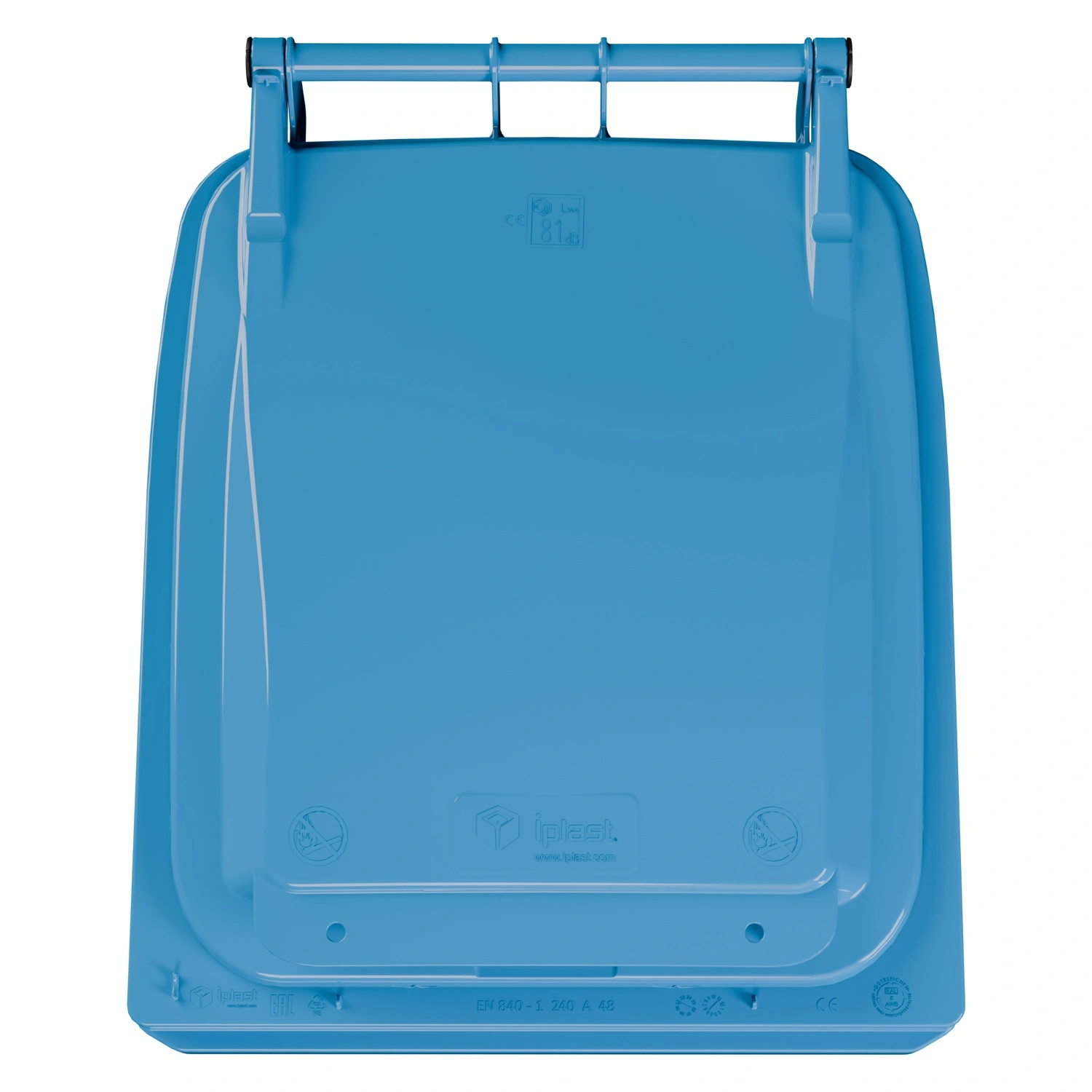 Мусорный контейнер 240 л iPlast тёмно-голубой 2-колёсный (д. 200 мм) с тёмно-голубой крышкой