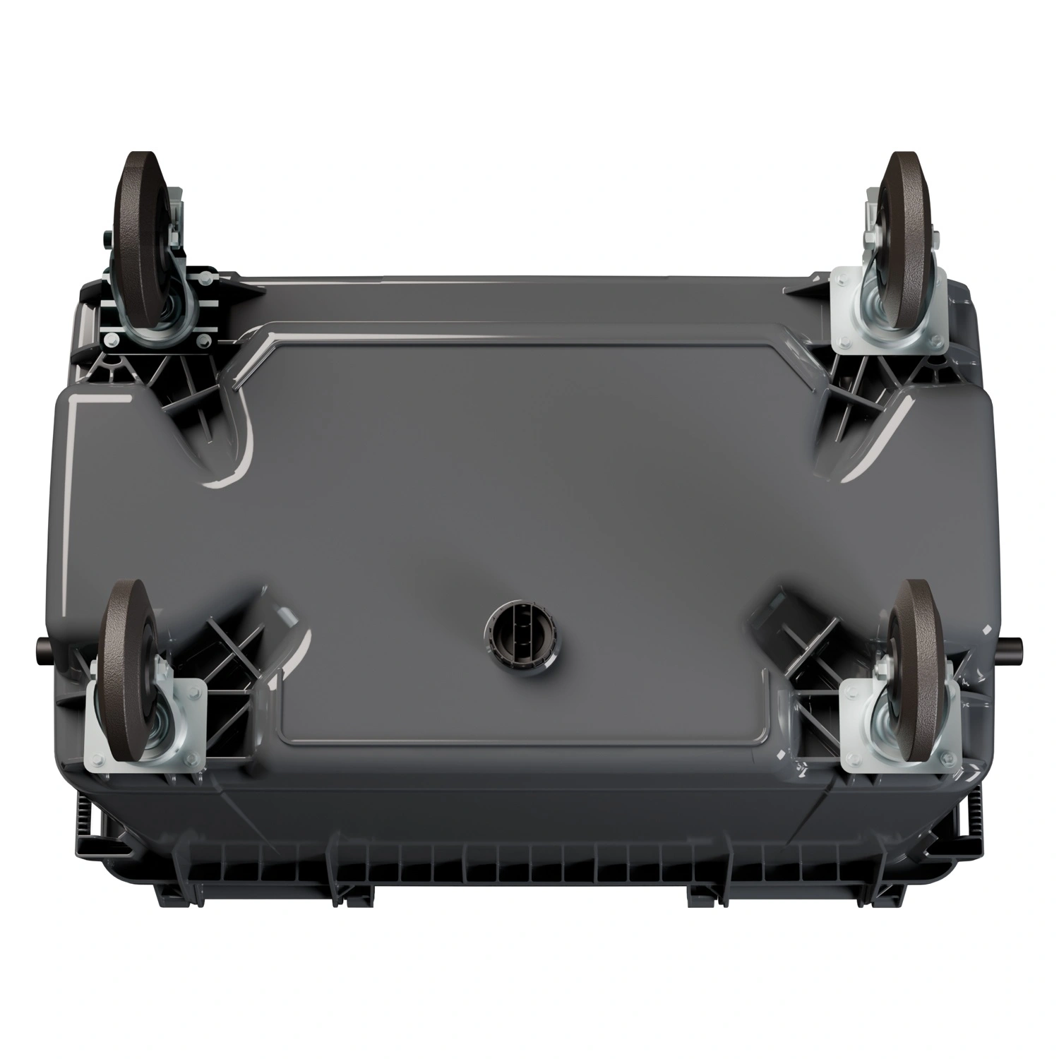 Мусорный контейнер 660 л iPlast тёмно-серый 4-х колёсный с тёмно-серой крышкой