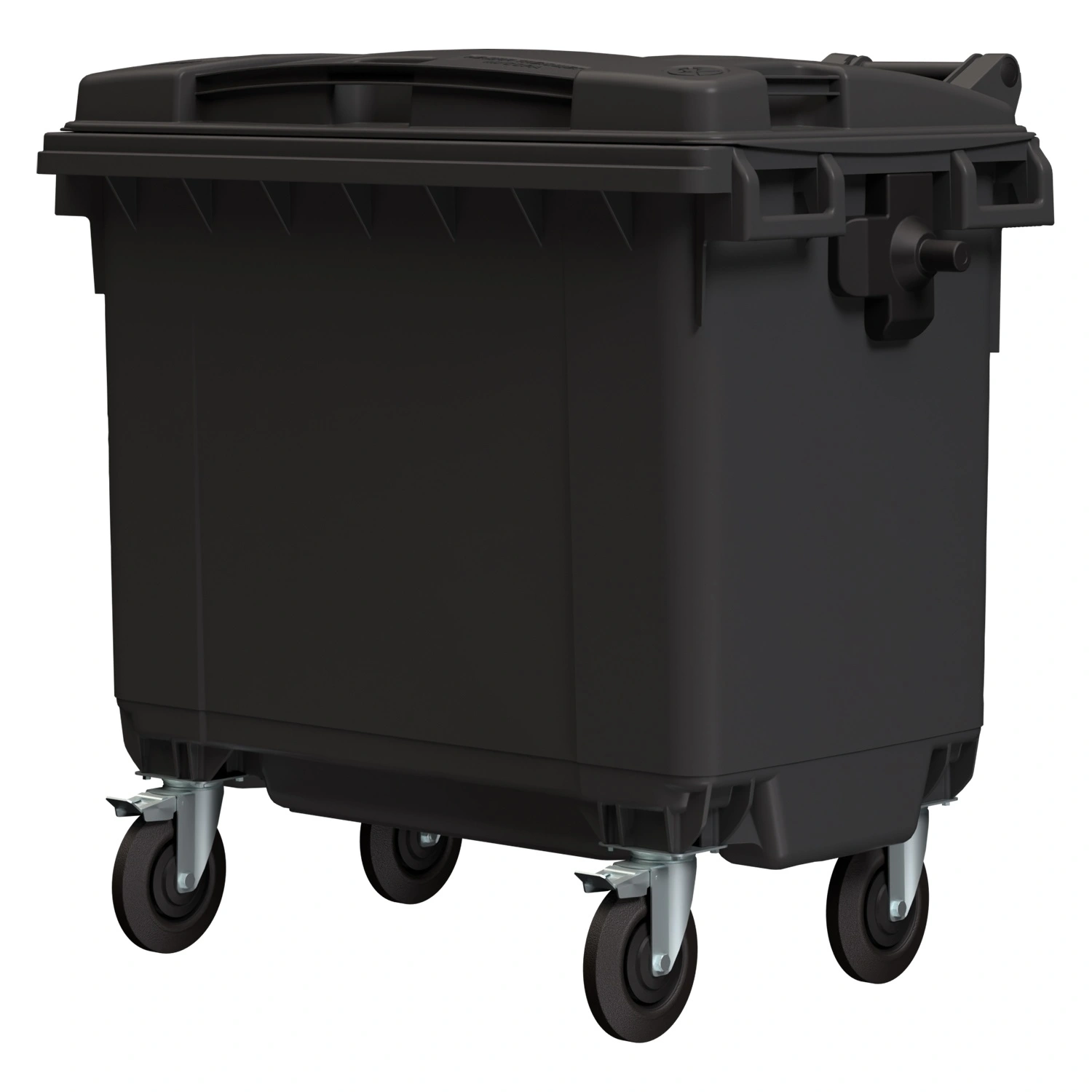 Мусорный контейнер 660 л iPlast тёмно-серый 4-колёсный с тёмно-серой крышкой