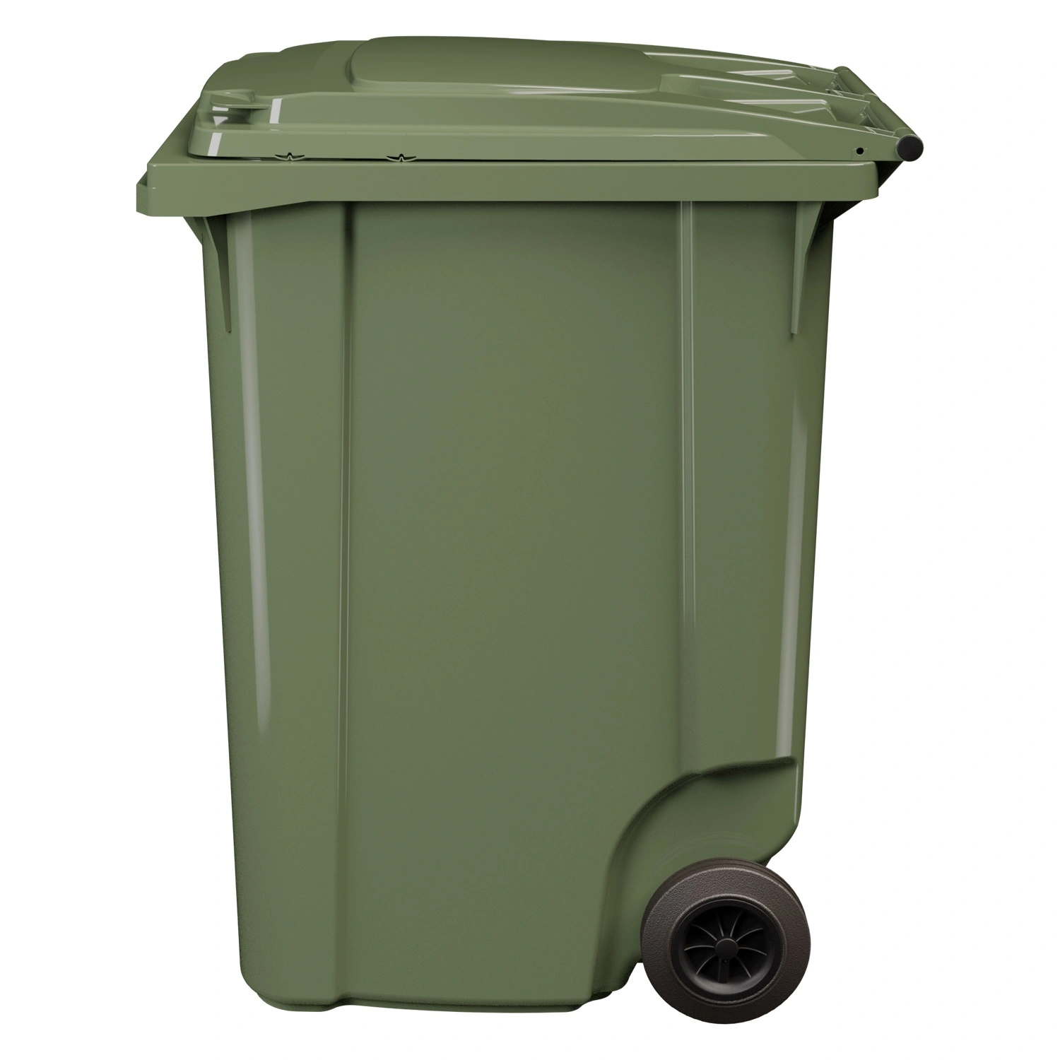 Мусорный контейнер 360 л iPlast зелёный 2-колёсный (д. 200 мм) с зелёной крышкой
