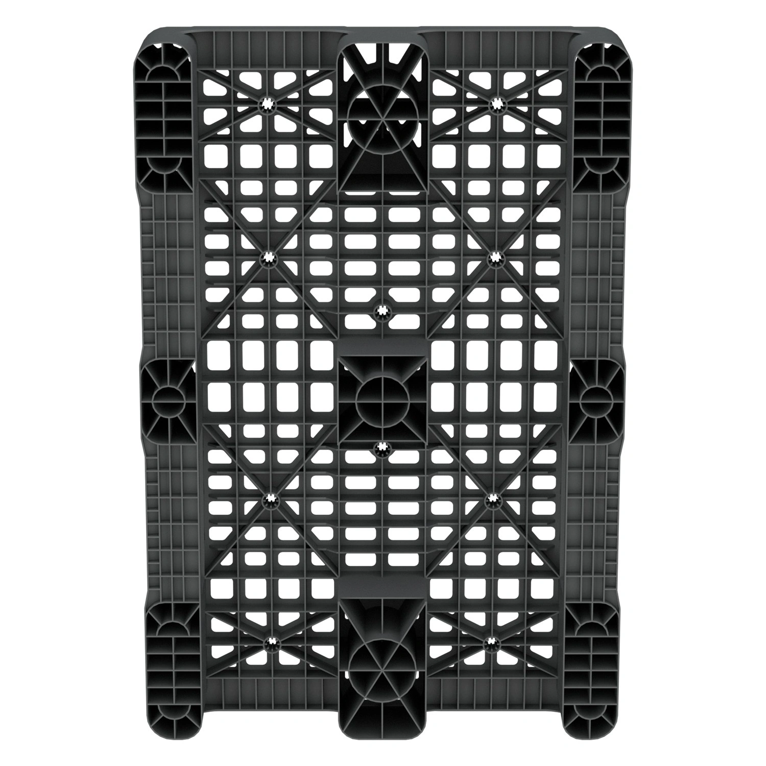 Пластиковый паллет 1200x800x150 мм iPlast серый перфорированный на 2 полозьях с бортиком