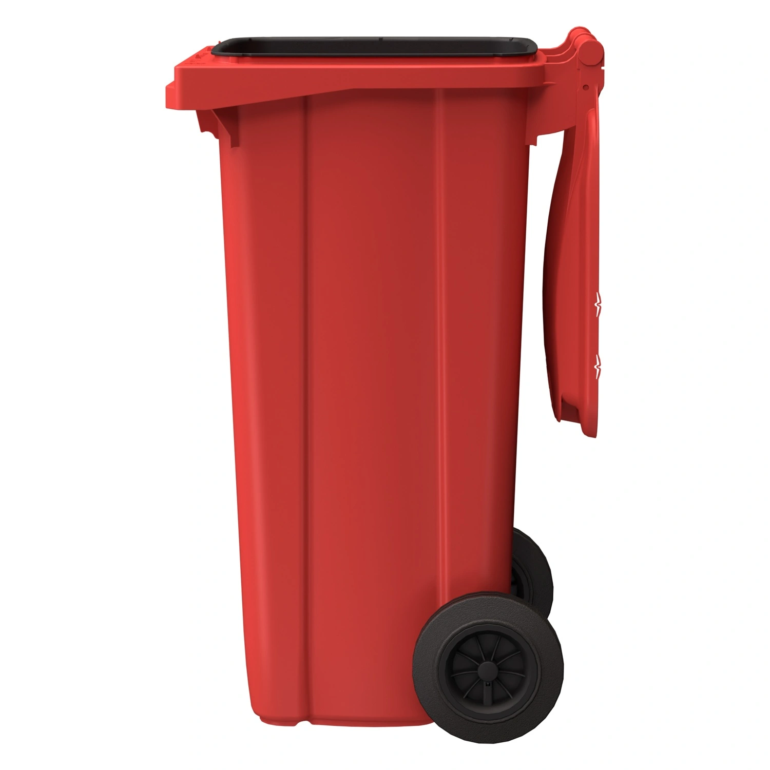 Мусорный контейнер 120 л iPlast красный 2-колёсный (д. 200 мм) с красной крышкой NEW (20.805)