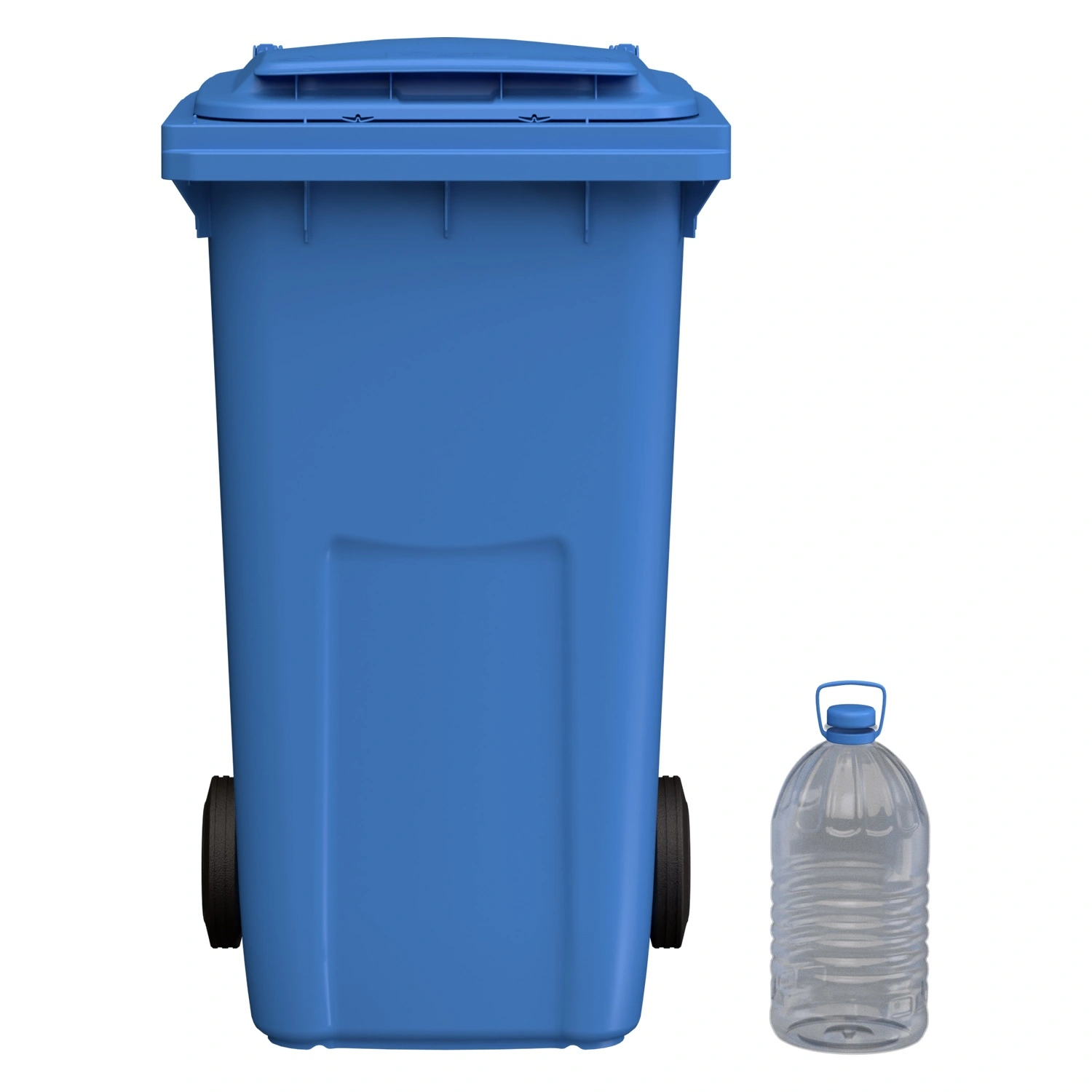 Мусорный контейнер 240 л iPlast тёмно-голубой 2-колёсный (д. 200 мм) с тёмно-голубой крышкой