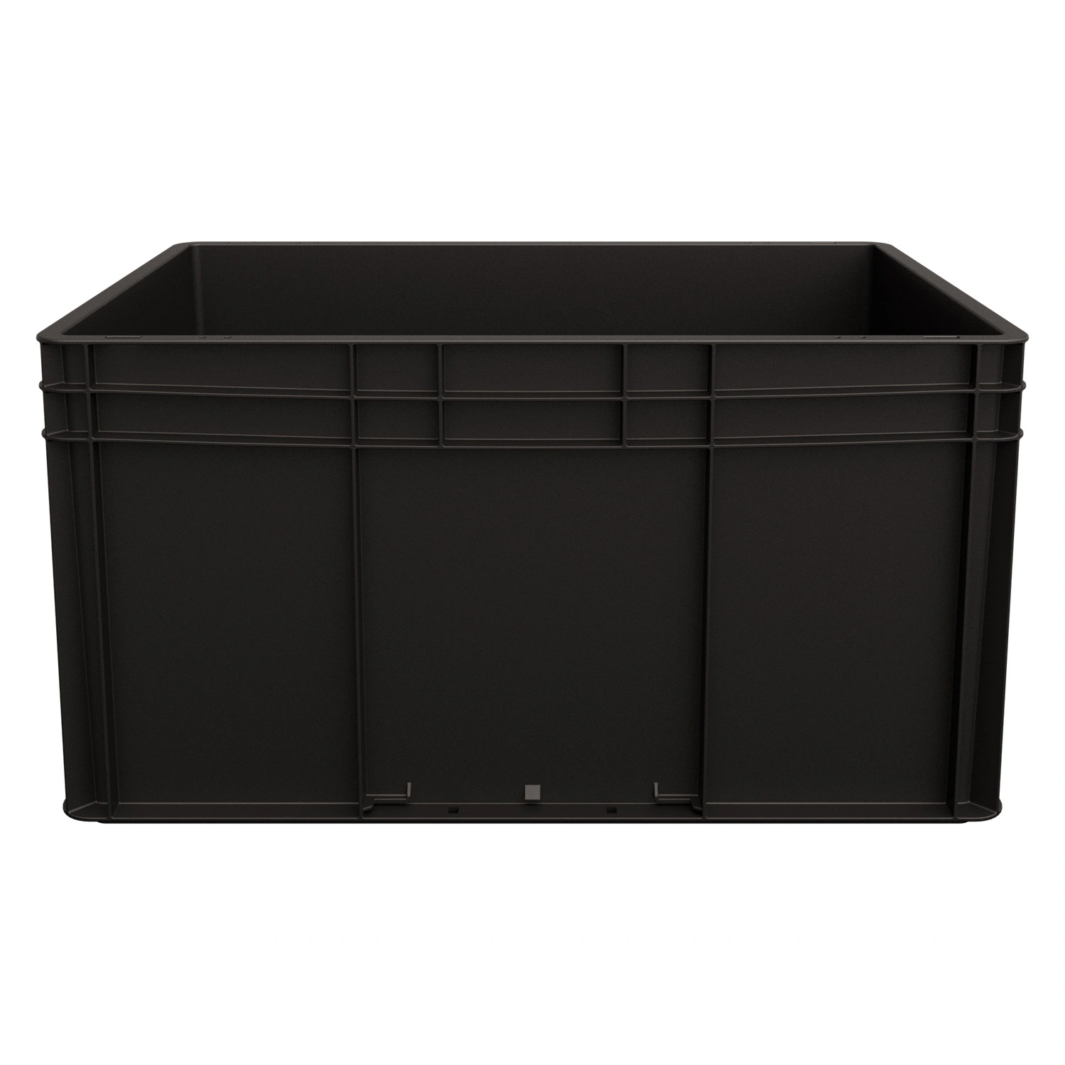 Евроконтейнер ЕС-6432.2 600х400х320 мм iPlast чёрный ЭКО со сплошным дном, закрытыми ручками