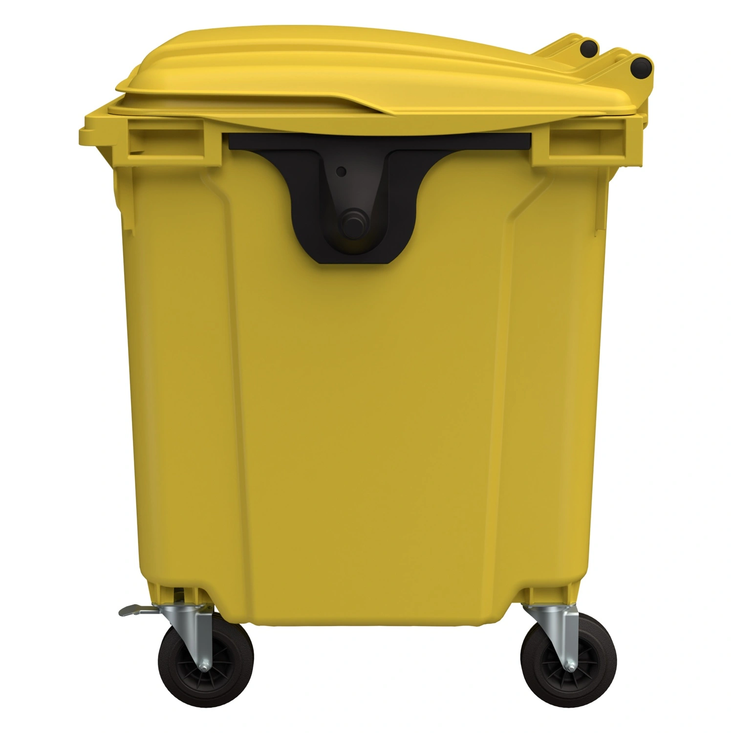 Мусорный контейнер 1100 л iPlast жёлтый 4-колёсный с жёлтой крышкой N2 (20.807.2)