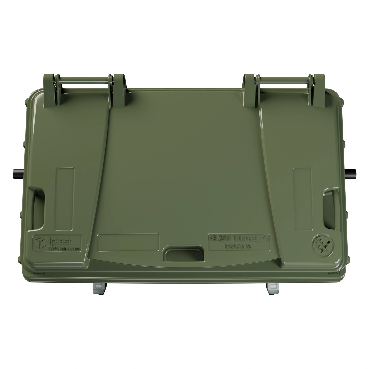 Мусорный контейнер 660 л iPlast зелёный 4-х колёсный с зелёной крышкой