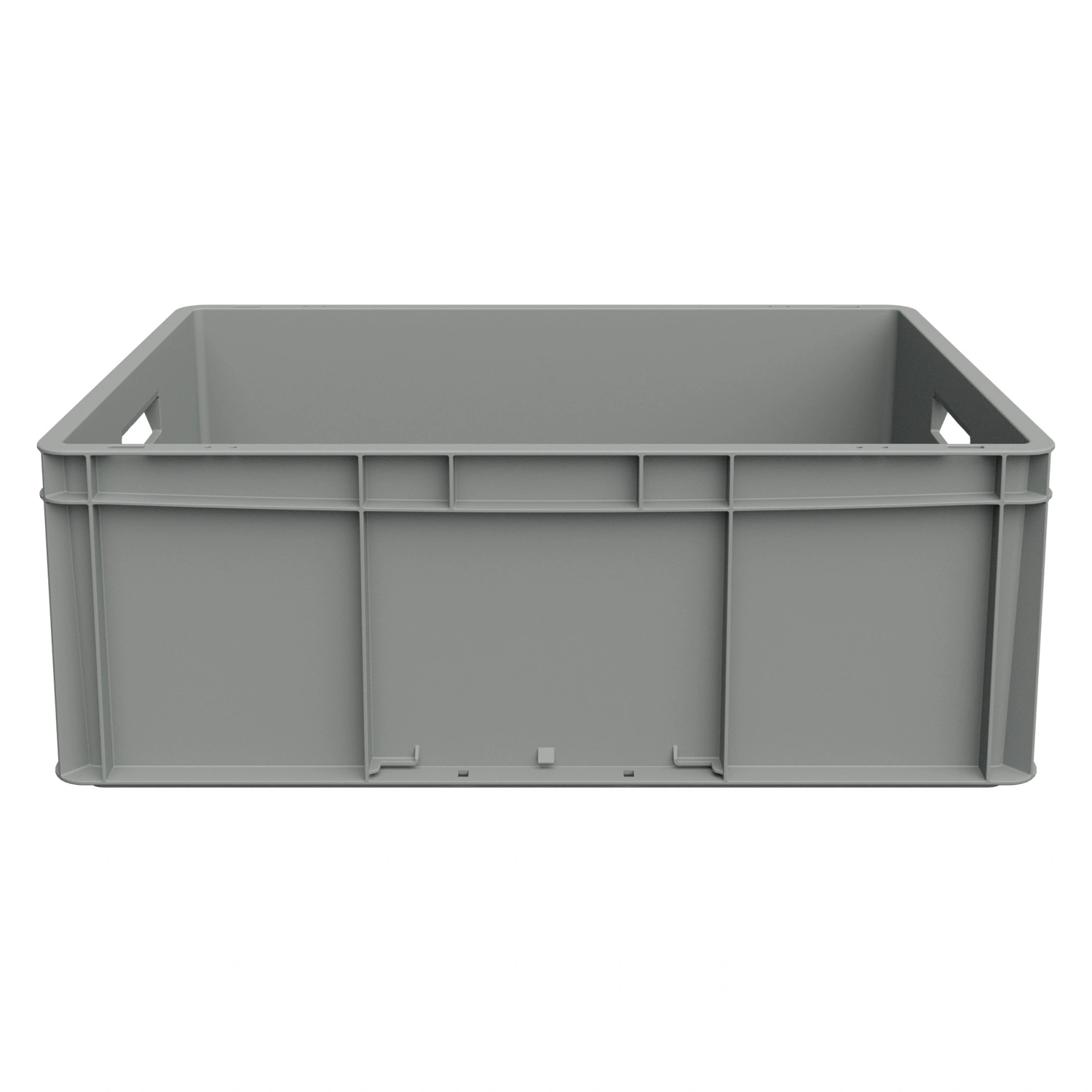 Евроконтейнер ЕС-6422.1 600х400х220 мм iPlast светло-серый со сплошным дном, открытыми ручками