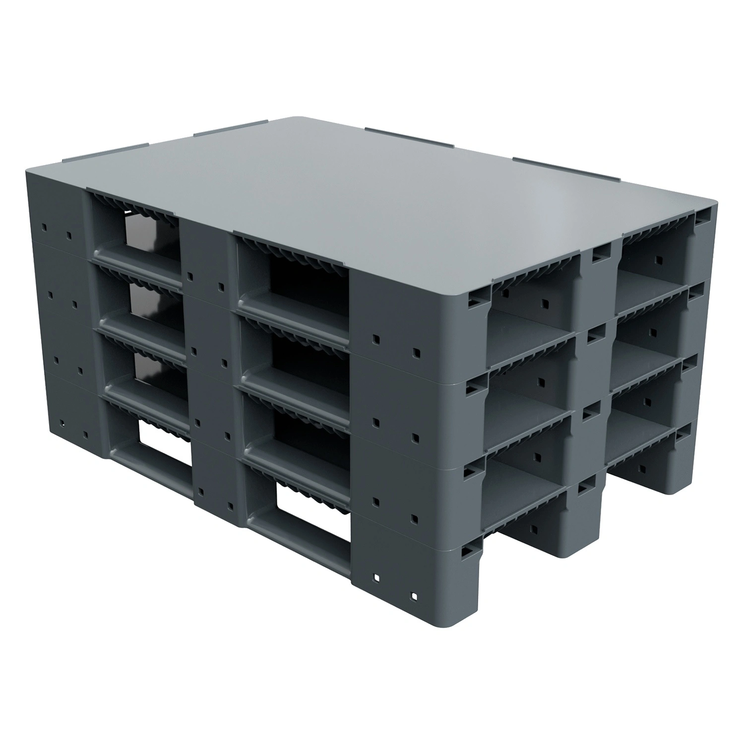 Пластиковый паллет 1200х800х150 мм iPlast серый сплошной на 3 полозьях с бортиком