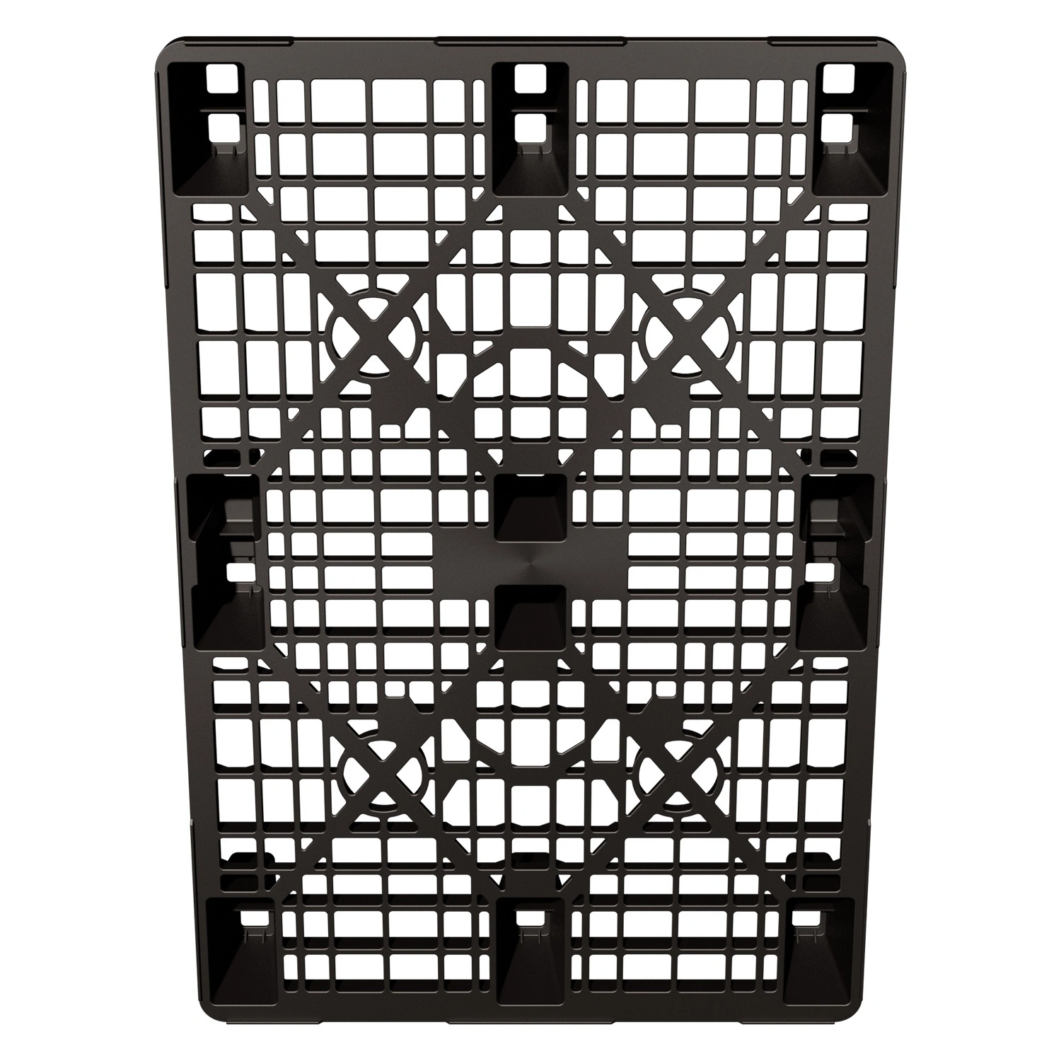 Пластиковый паллет 1200x800x140 мм iPlast чёрный ЭКО перфорированный на ножках с бортиком