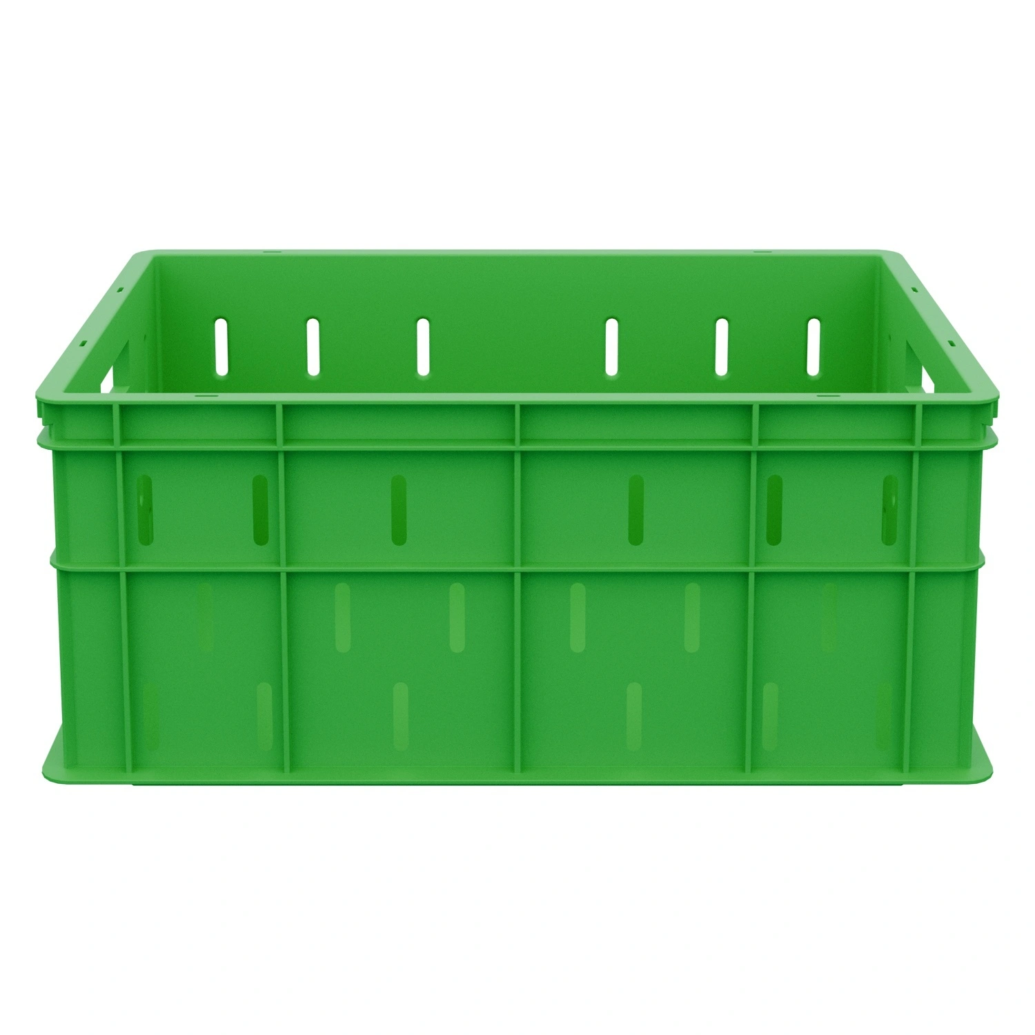 Пищевой ящик универсальный 600х400х259мм iPlast салатовый ЭКО с перфорированными стенками и сплошным дном