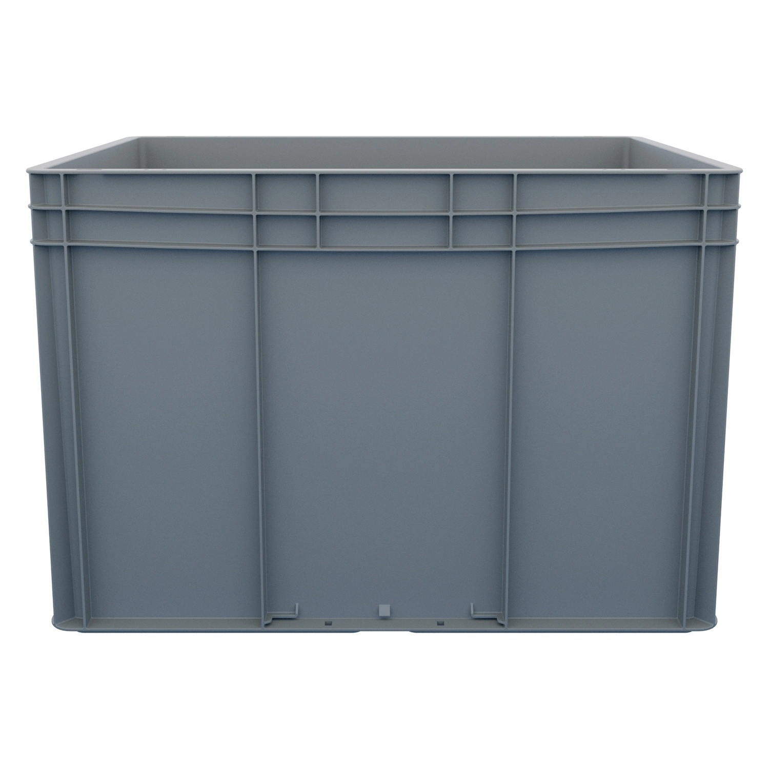 Евроконтейнер ЕС-6442.4 600х400х420 мм iPlast светло-серый с усиленным дном, закрытыми ручками
