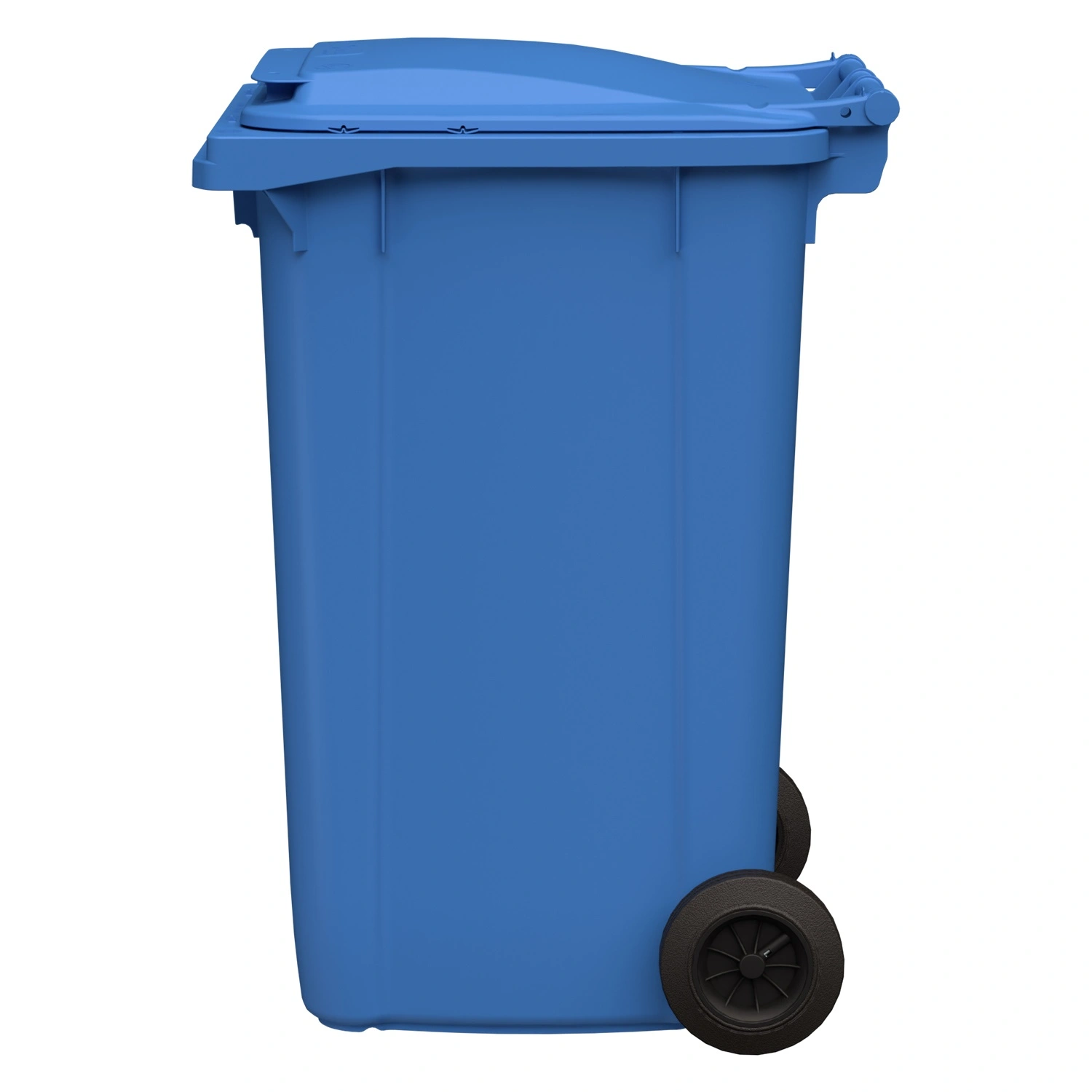 Мусорный контейнер 240 л iPlast тёмно-голубой 2-колёсный (д. 200 мм) с тёмно-голубой крышкой Мусорный контейнер 240 л iPlast тёмно-голубой 2-колёсный (д. 200 мм) с тёмно-голубой крышкой