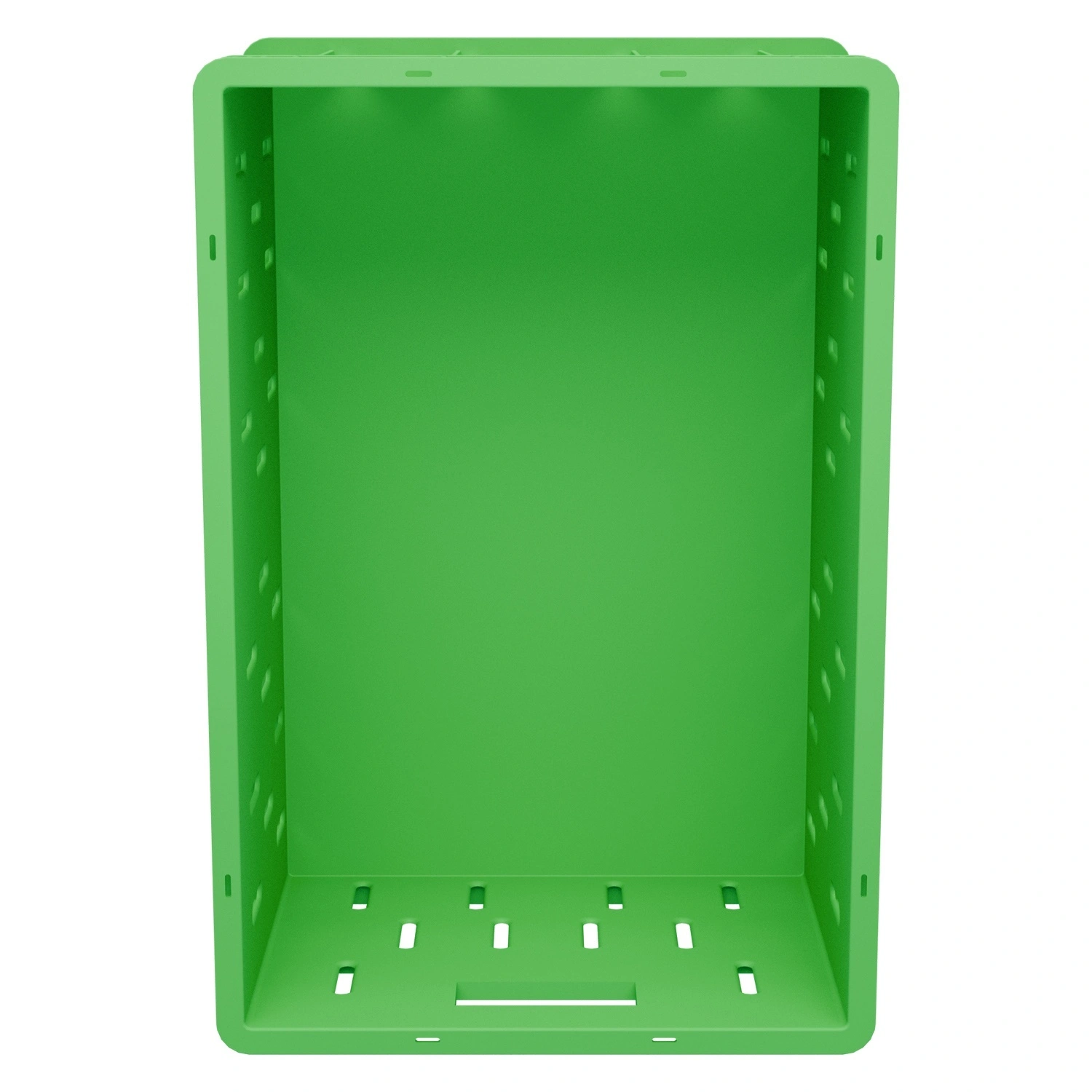 Пищевой ящик универсальный 600х400х259мм iPlast салатовый ЭКО с перфорированными стенками и сплошным дном