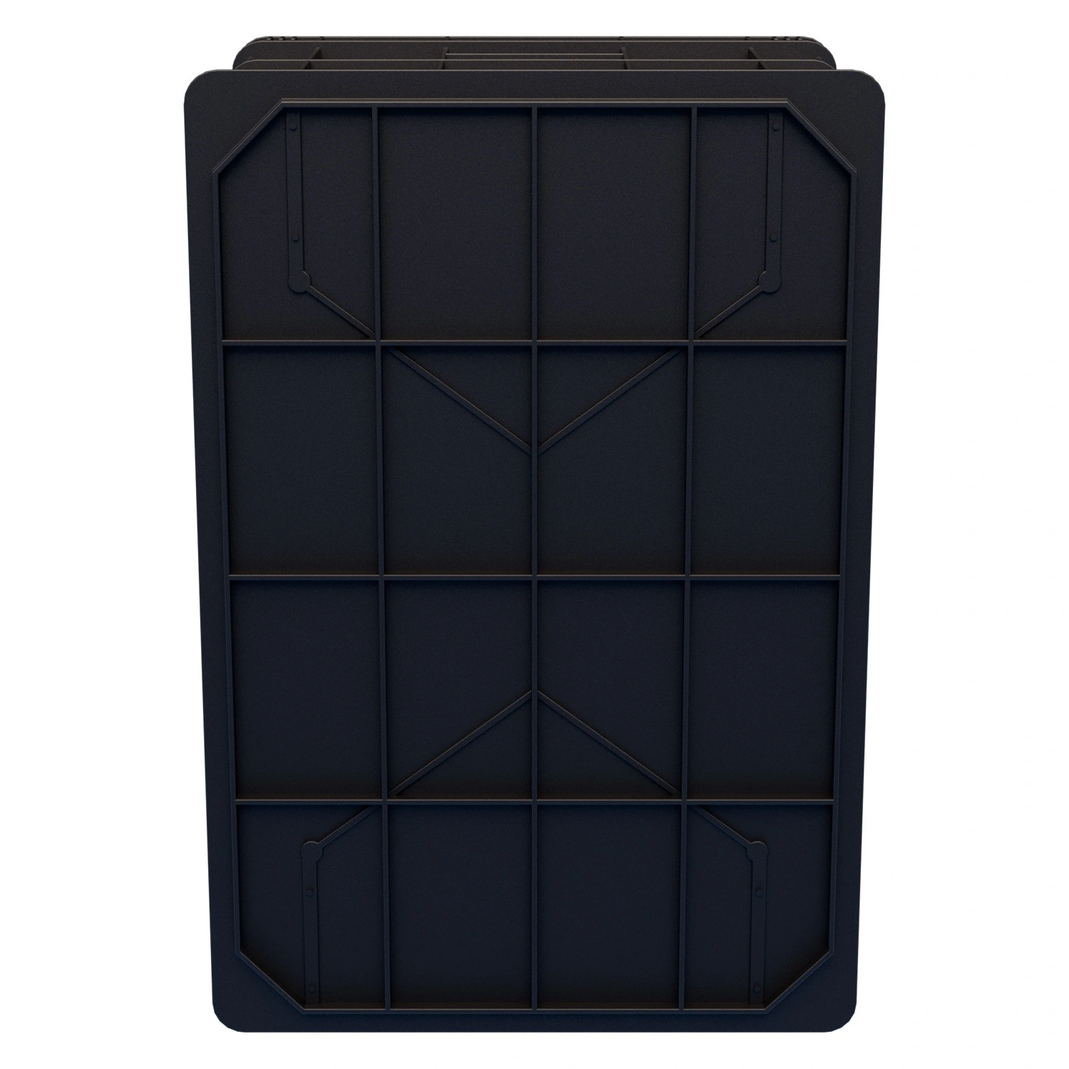 Пищевой ящик универсальный 600х400х259мм iPlast чёрный ЭКО с перфорированными стенками и сплошным дном