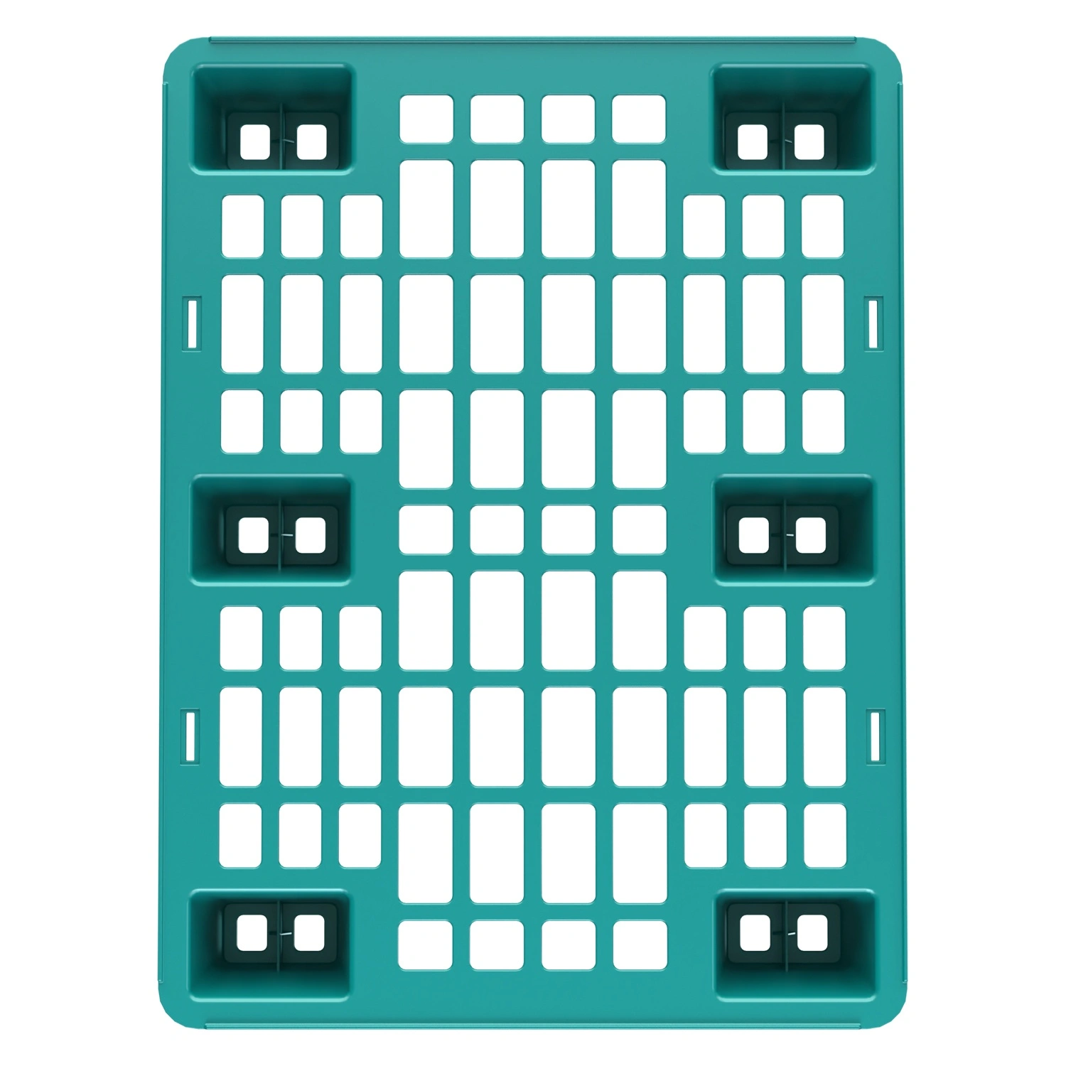 Пластиковый паллет 800x600x135 мм iPlast бирюзовый перфорированный на ножках с бортиком